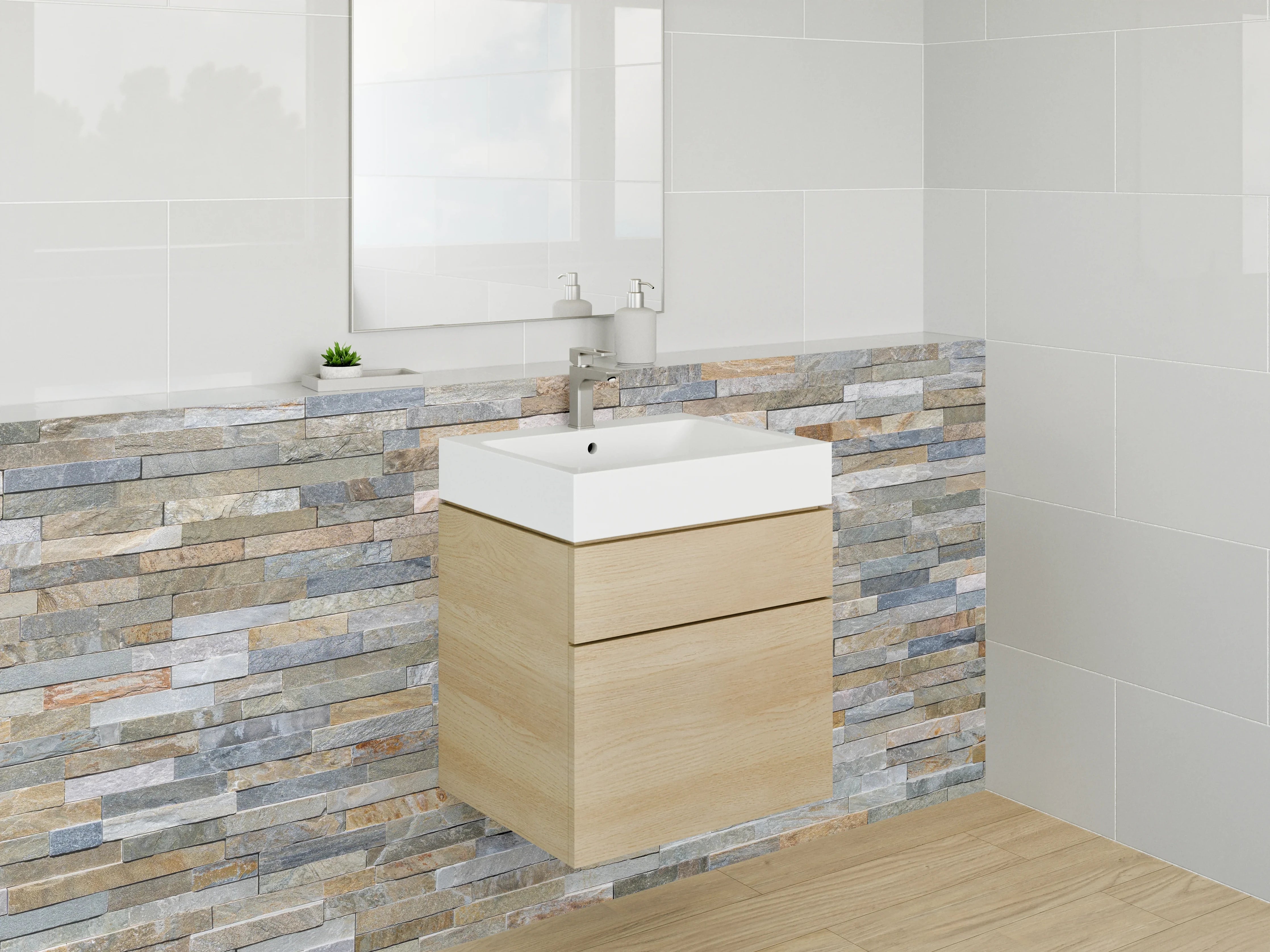 Waschbecken-Rückwand - Natursteinoptik Mosaik Fliesen Wand