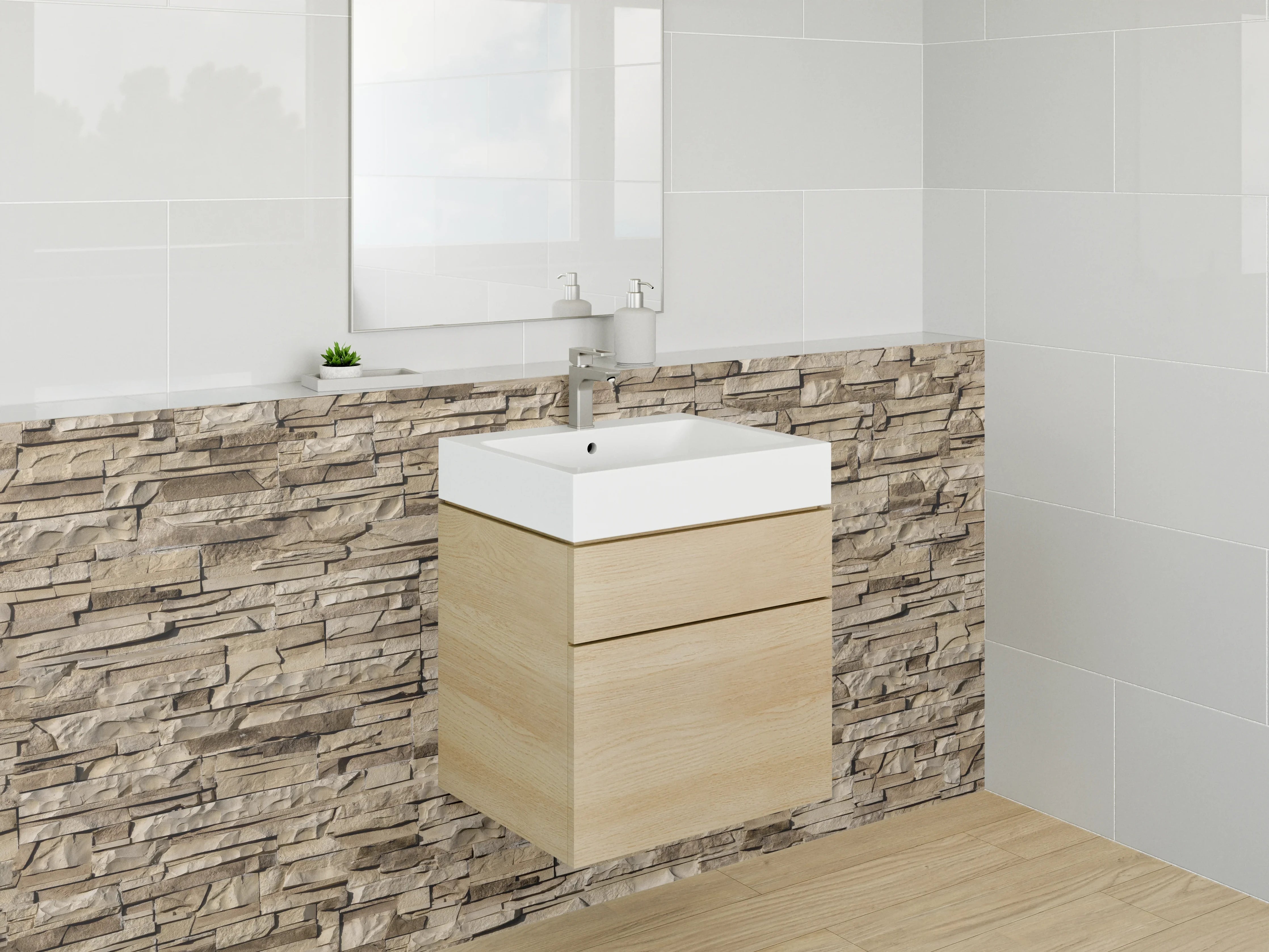 Waschbecken-Rückwand - Natursteinoptik Sandstein Wandmuster