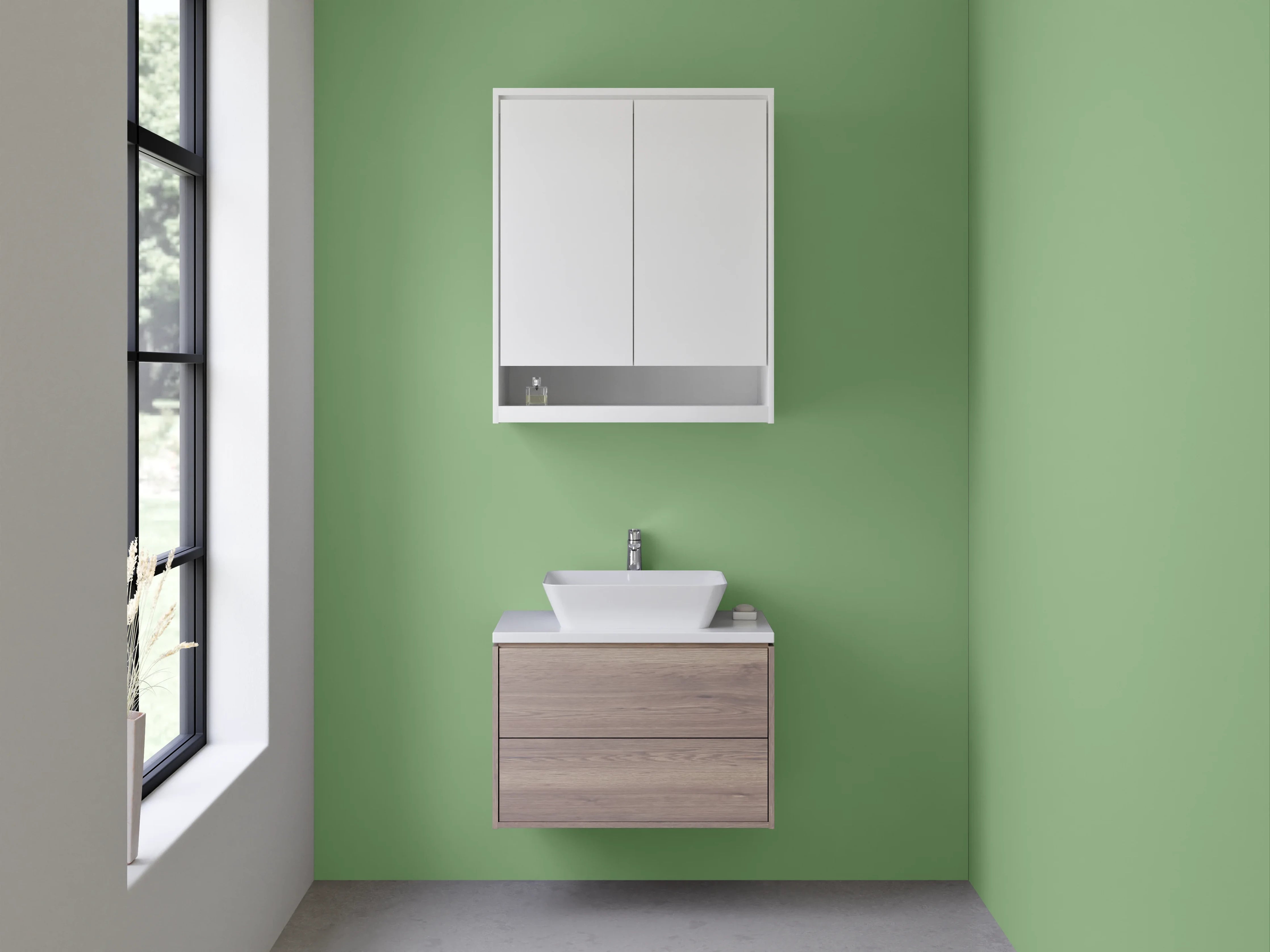 Waschbecken-Rückwand - Nebelhauch auf weißem Grund