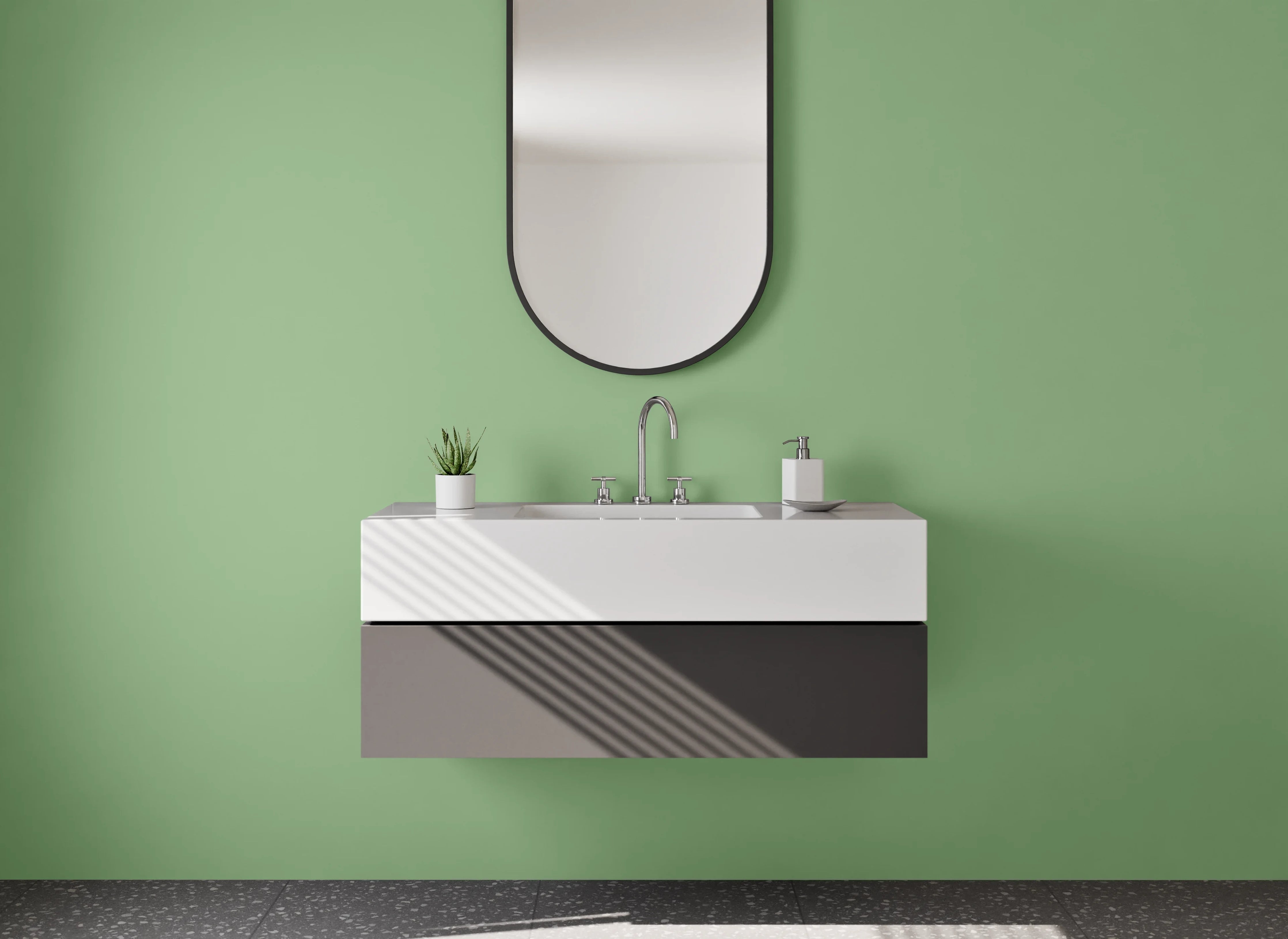 Waschbecken-Rückwand - Nebelhauch auf weißem Grund