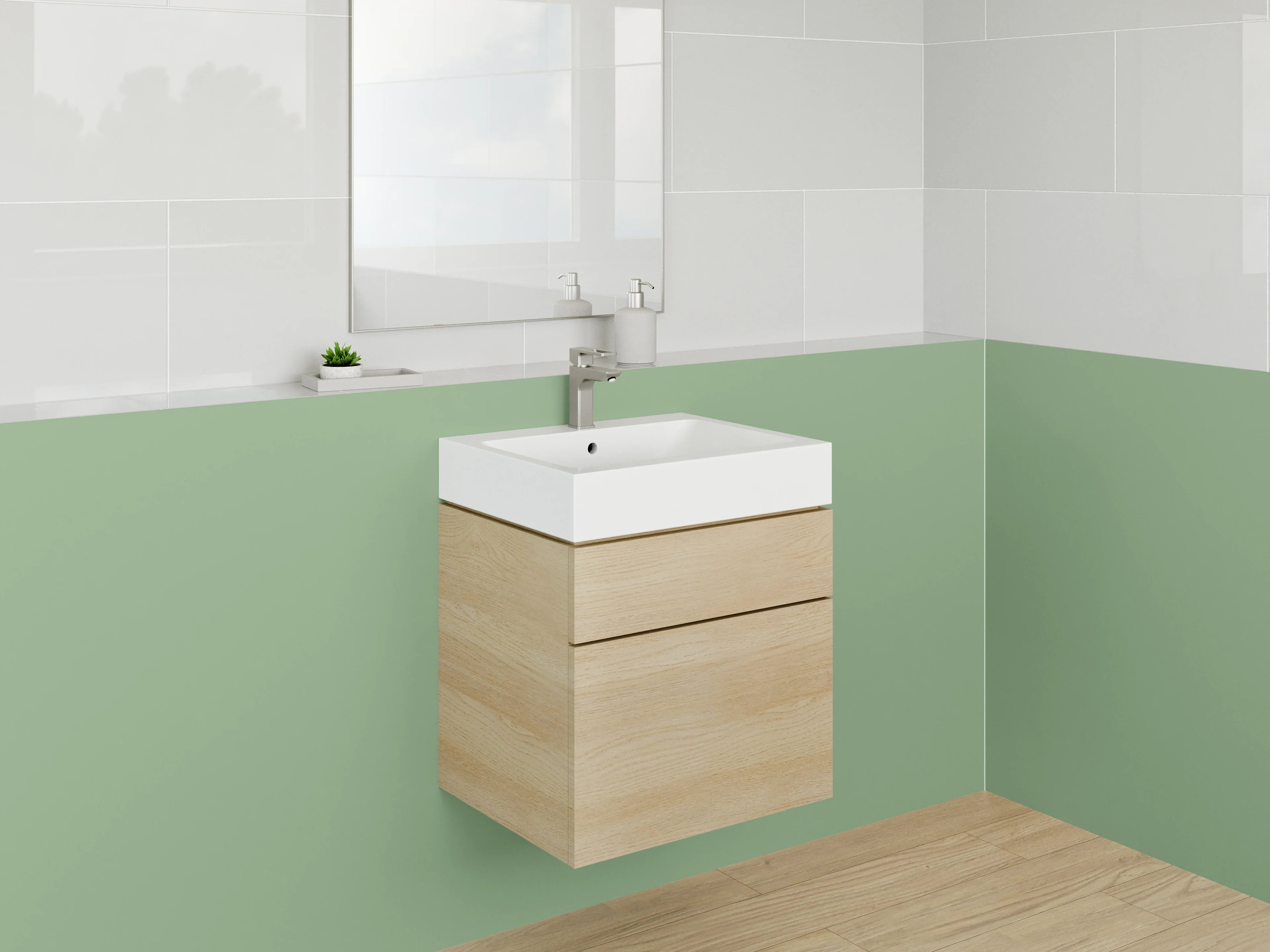 Waschbecken-Rückwand - Nebelhauch auf weißem Grund