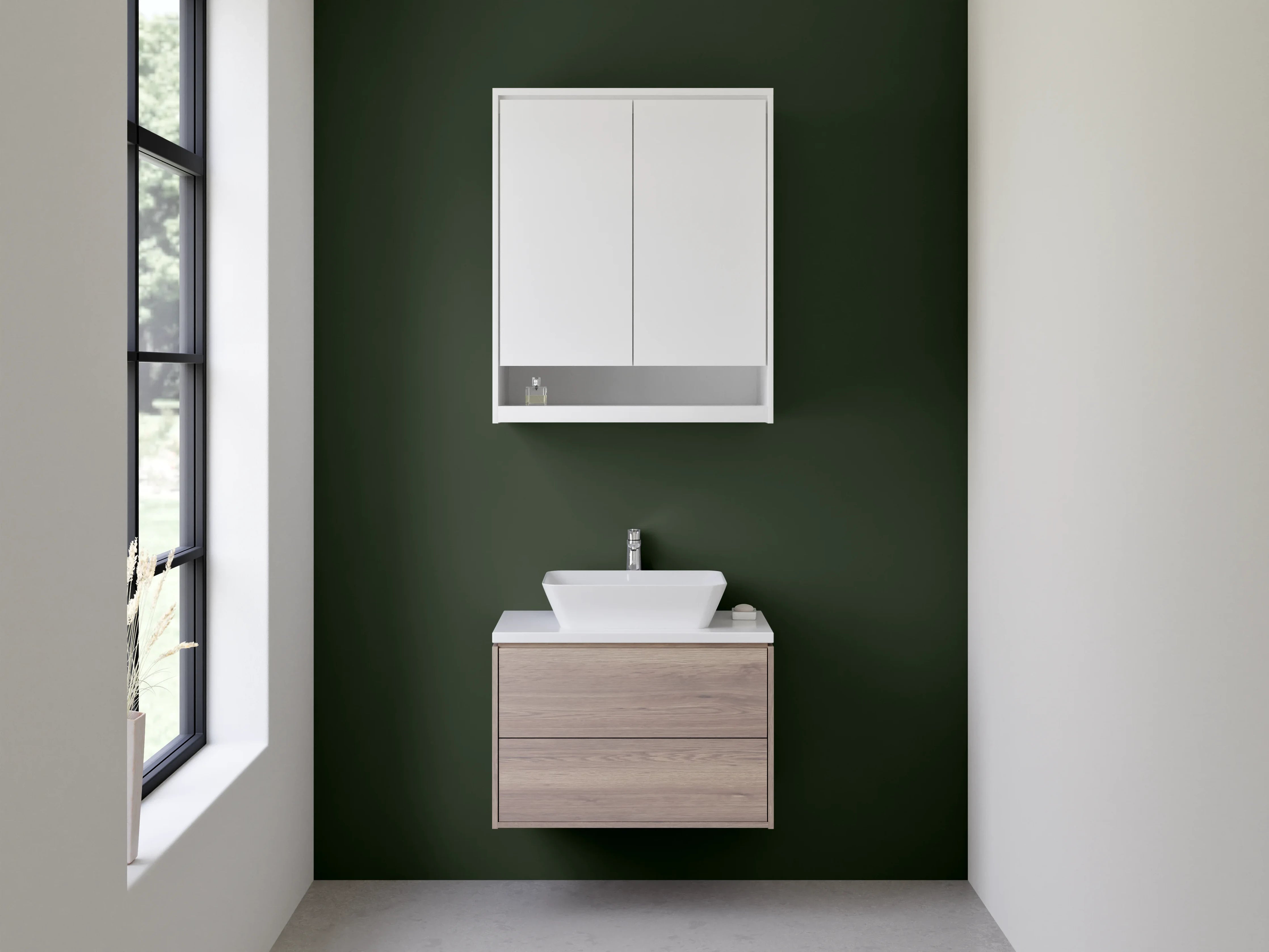 Waschbecken-Rückwand - Nebelschimmer auf Weißgrün