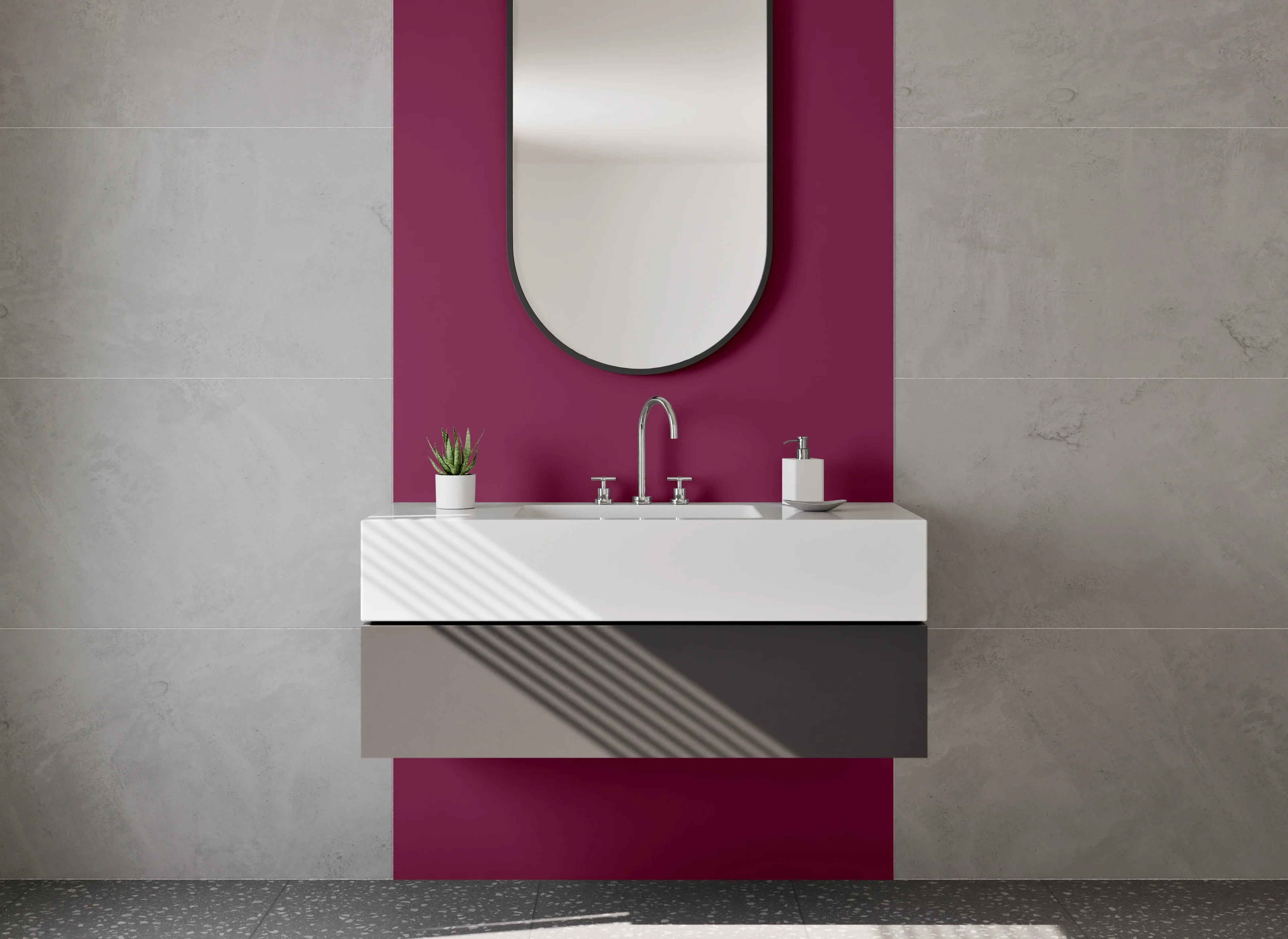 Waschbecken-Rückwand - Nebelschimmer auf weißem Bordeaux