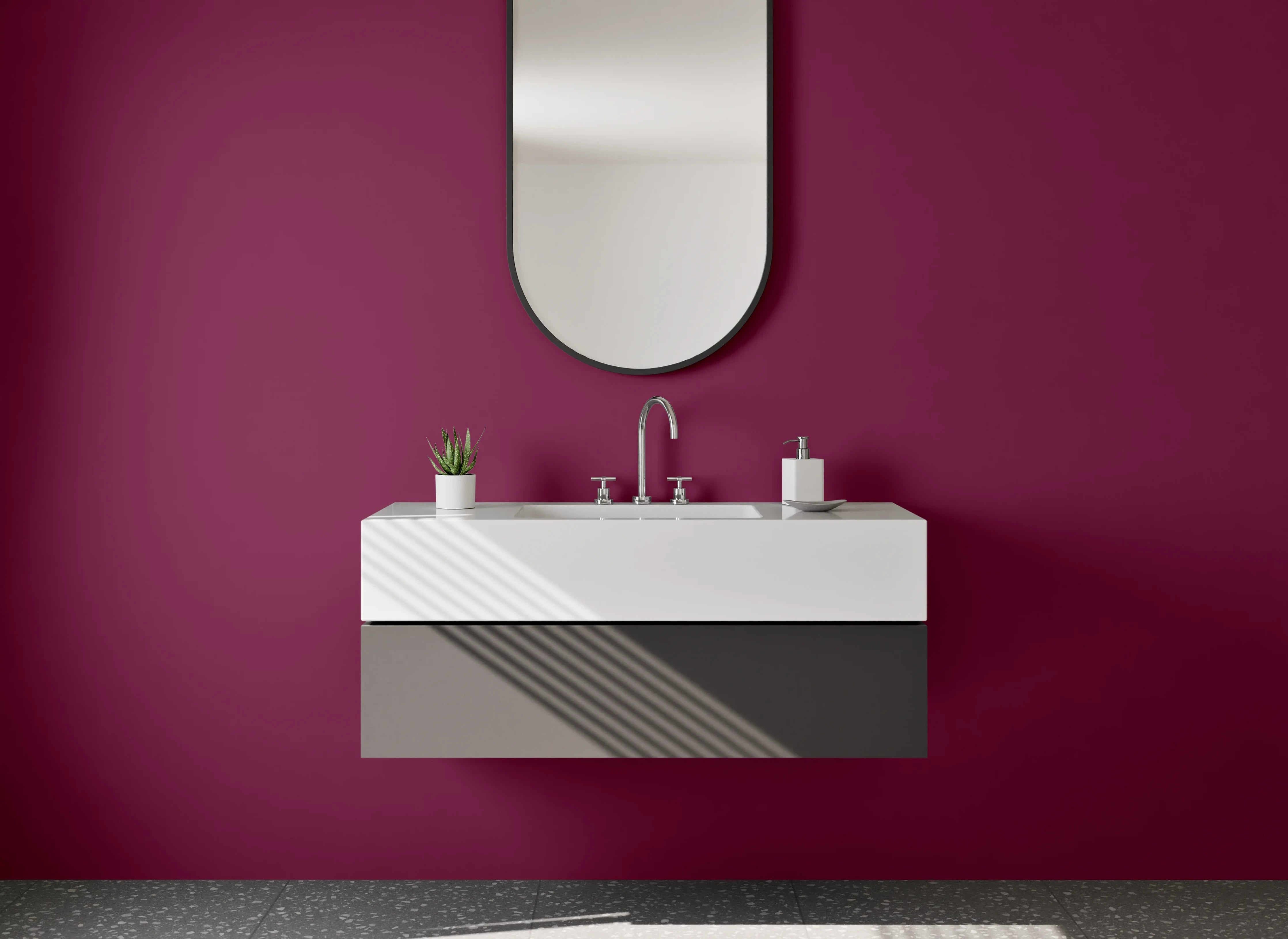 Waschbecken-Rückwand - Nebelschimmer auf weißem Bordeaux