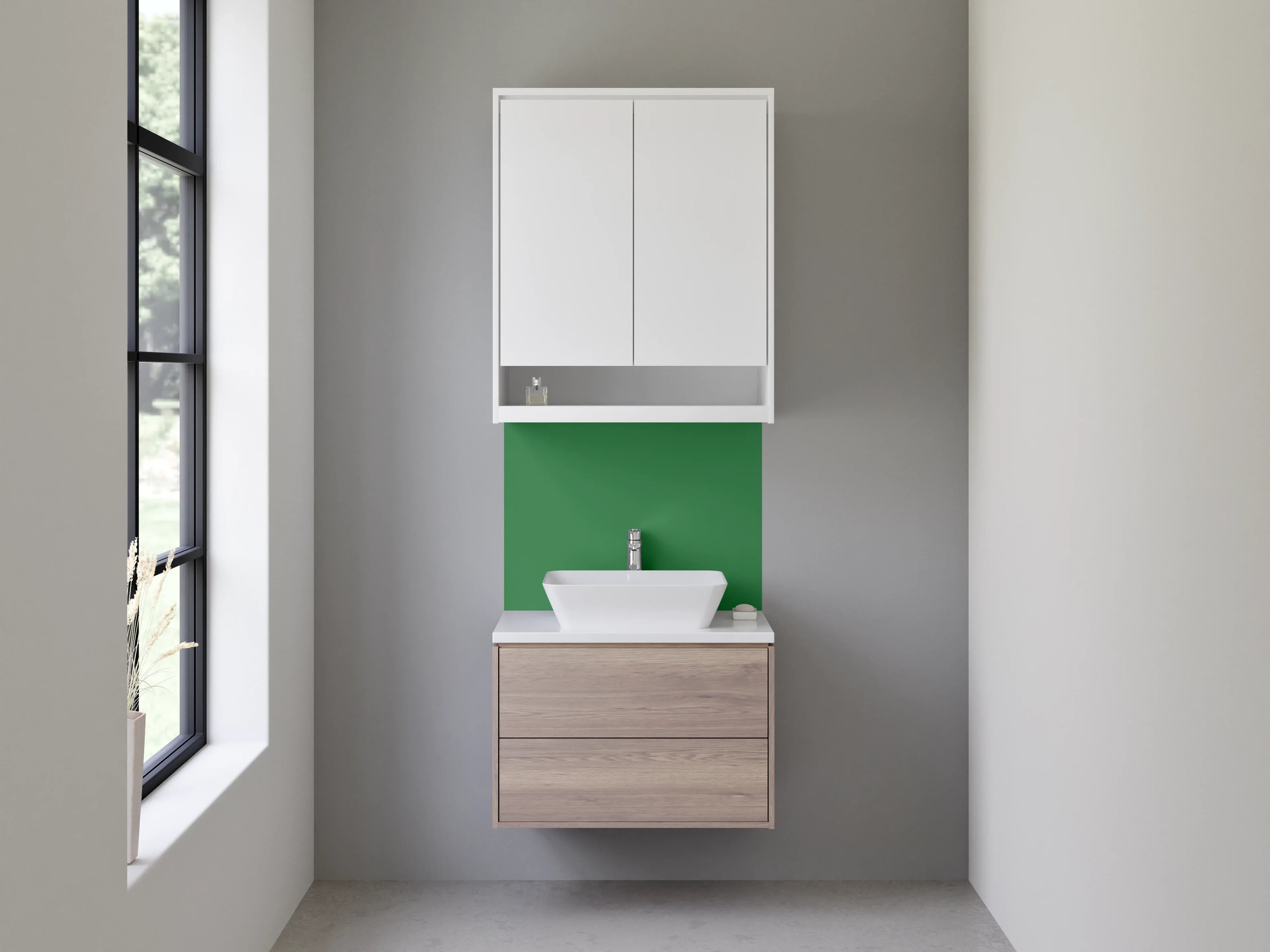 Waschbecken-Rückwand - Nebelschimmer auf weißen Formen