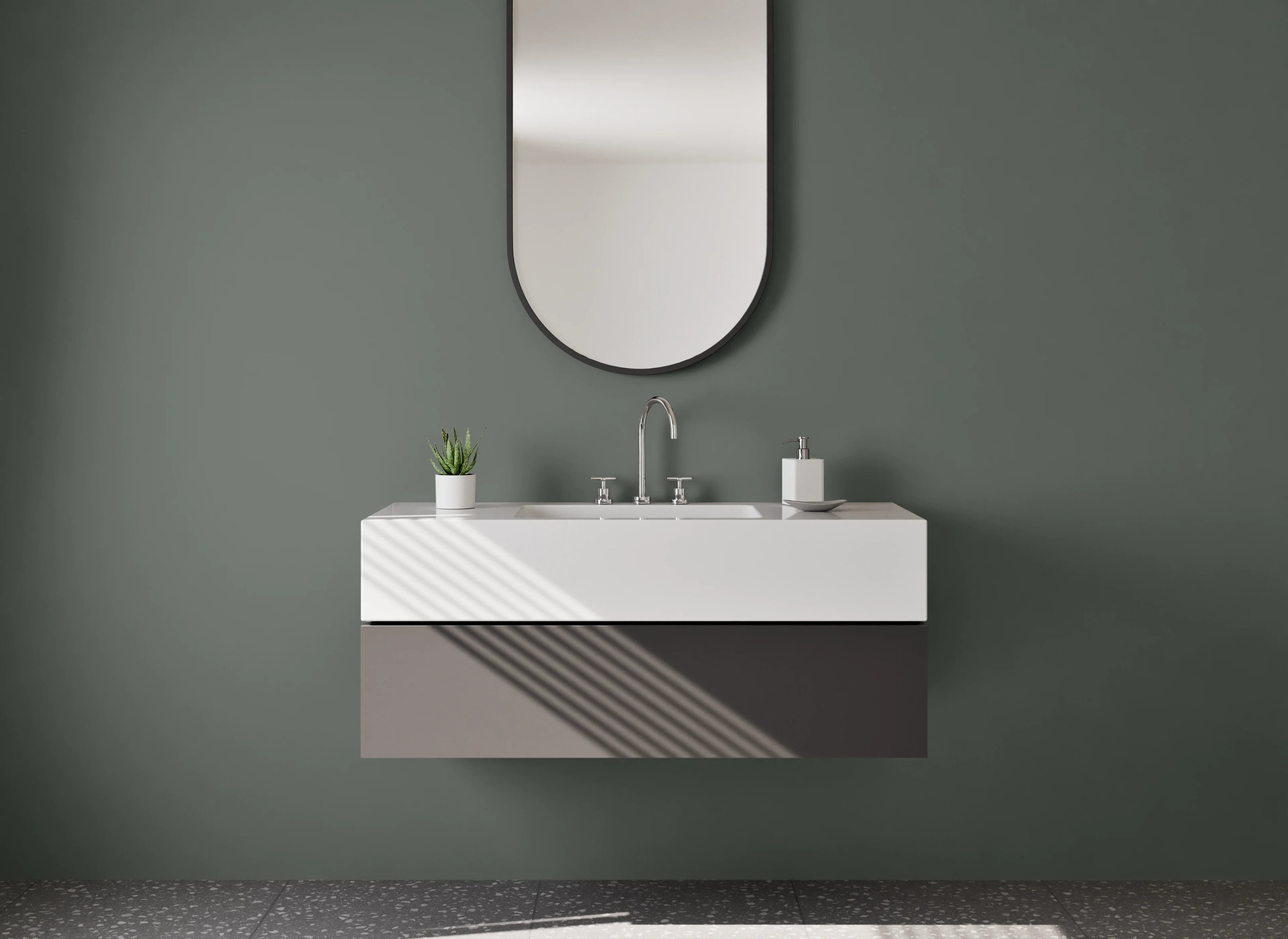 Waschbecken-Rückwand - Nebelschimmer auf weißer Leinwand