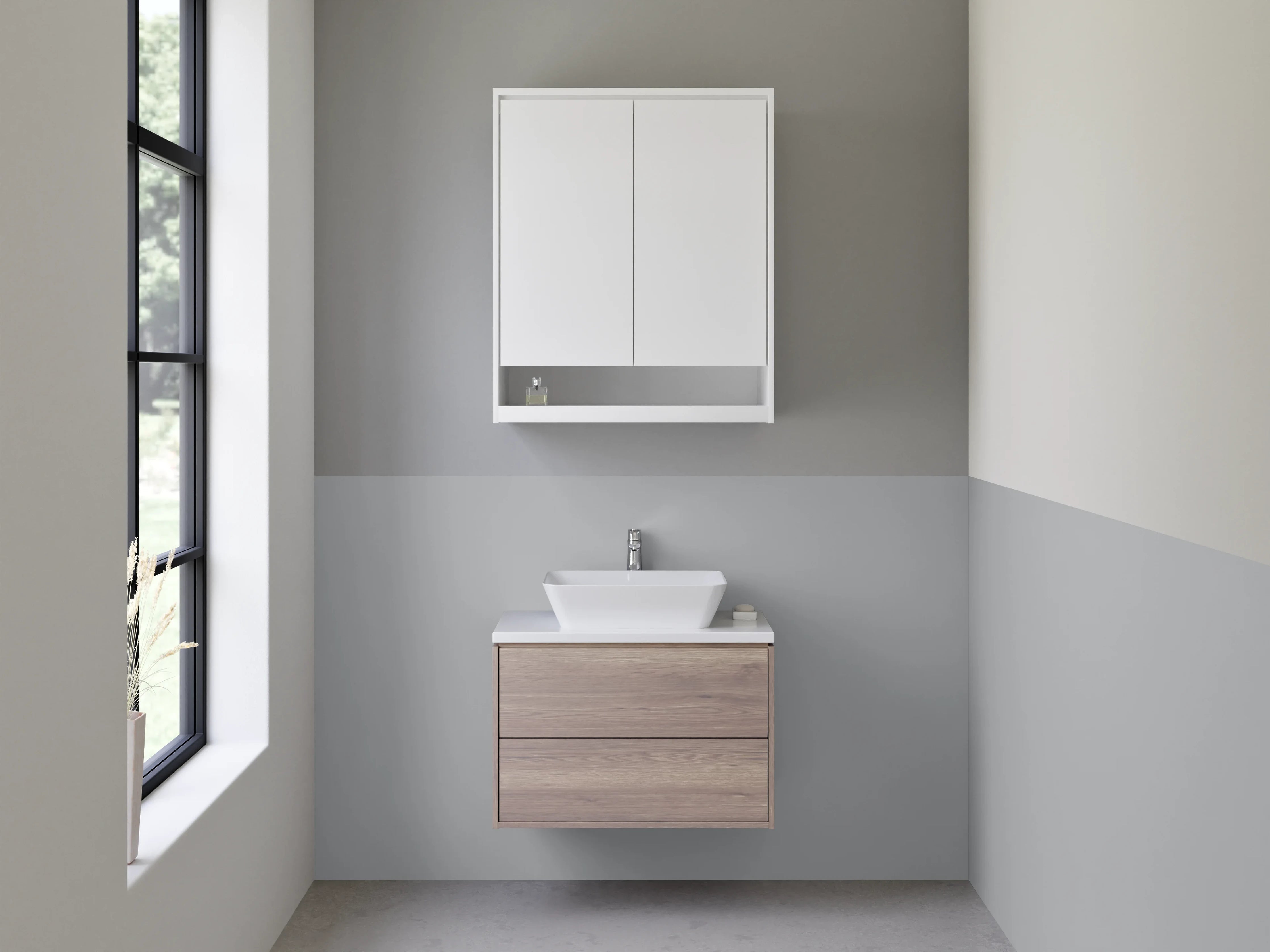 Waschbecken-Rückwand - Nebelschleier im Wintergrau