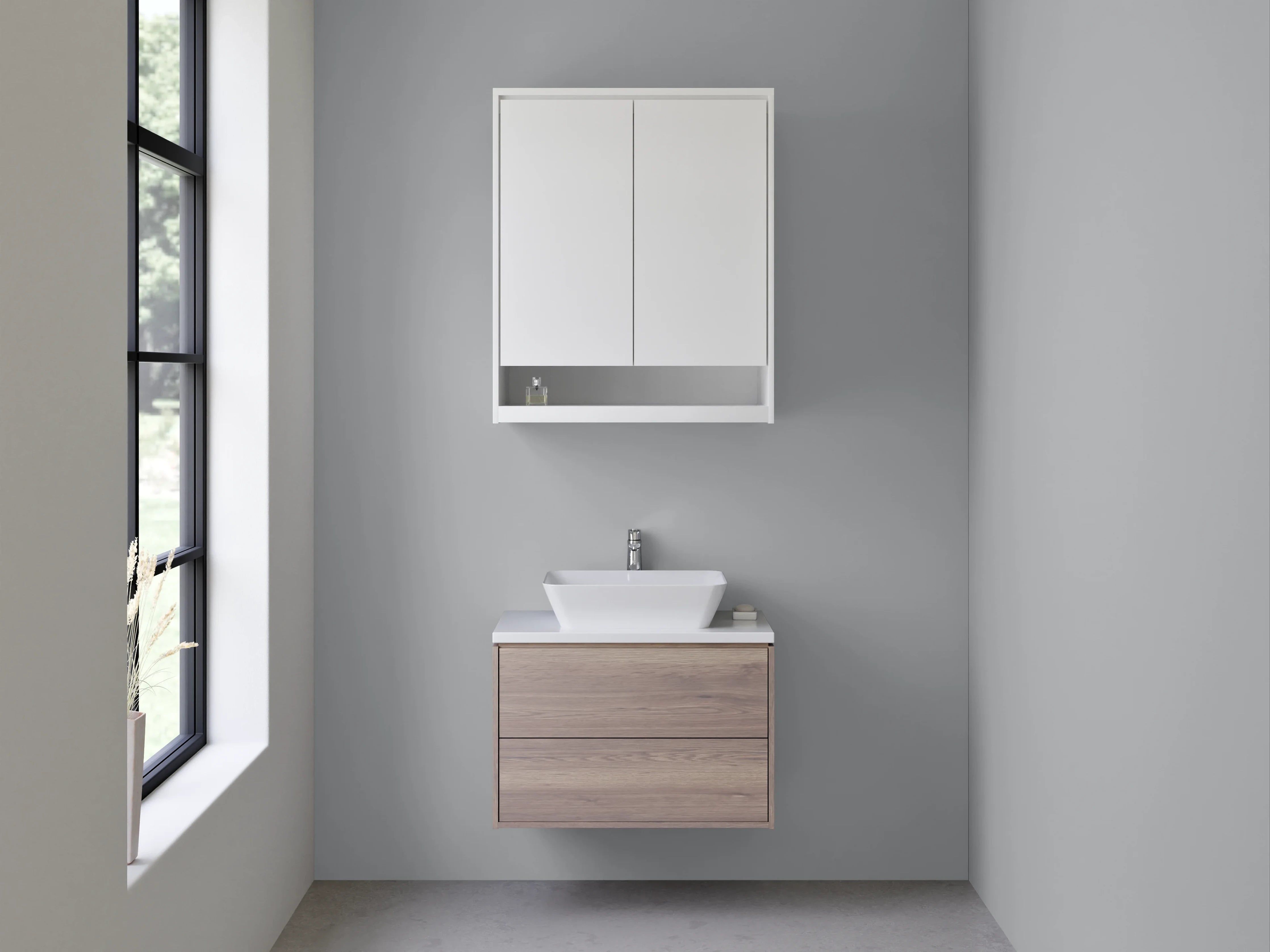 Waschbecken-Rückwand - Nebelschleier im Wintergrau