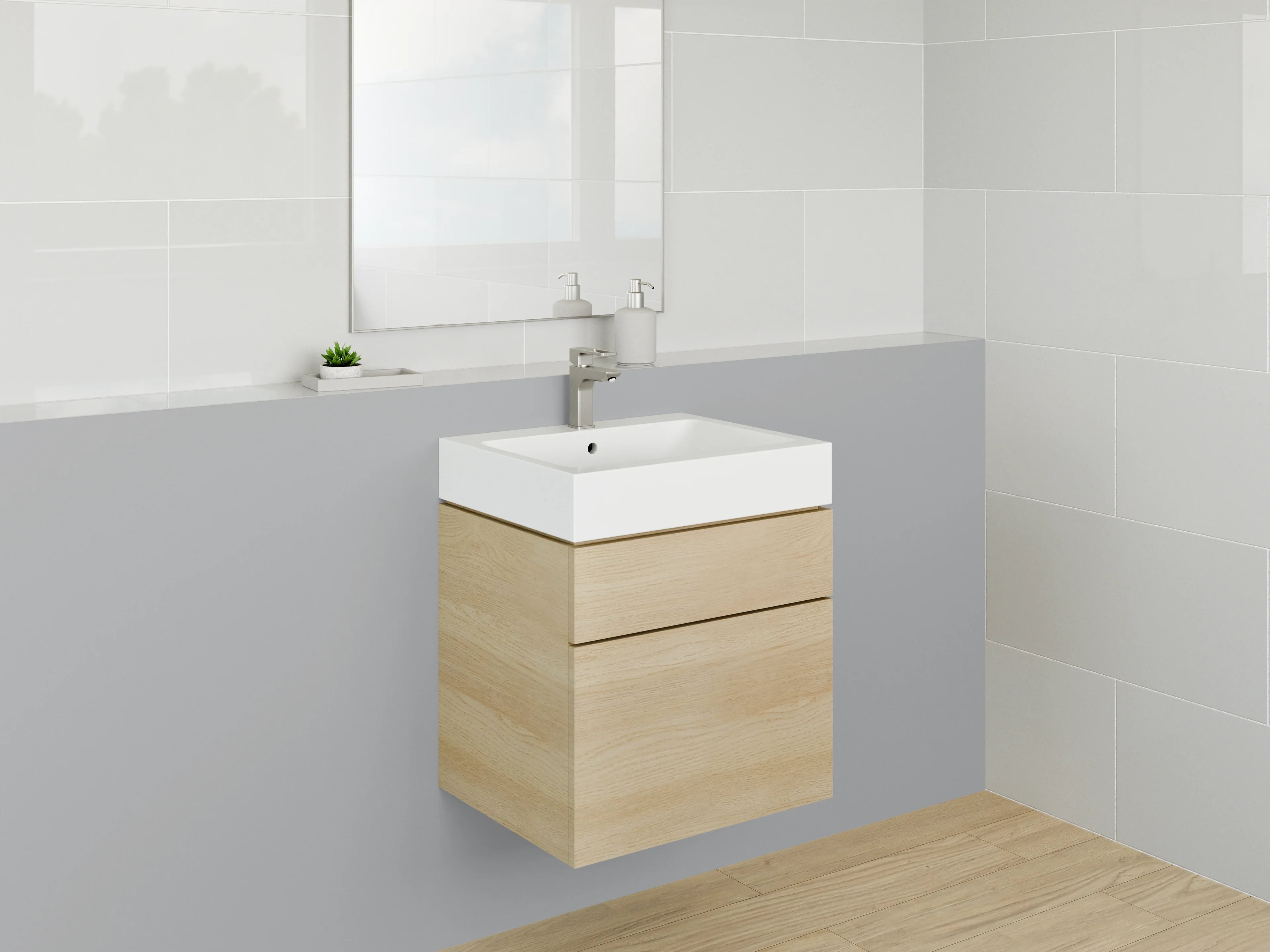 Waschbecken-Rückwand - Nebelschleier im Wintergrau