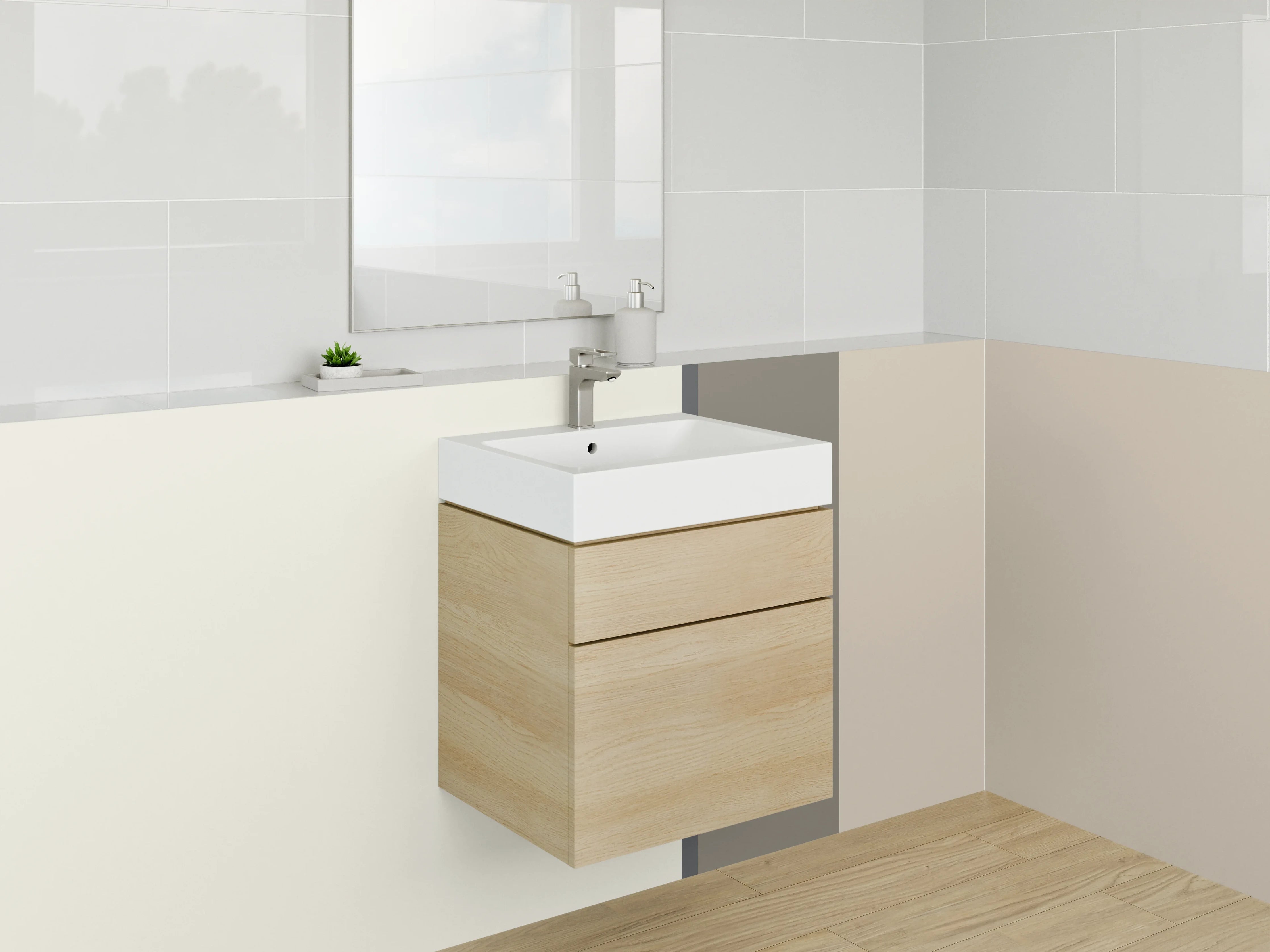 Waschbecken-Rückwand - Neutrale Farbpalette in Erdtönen