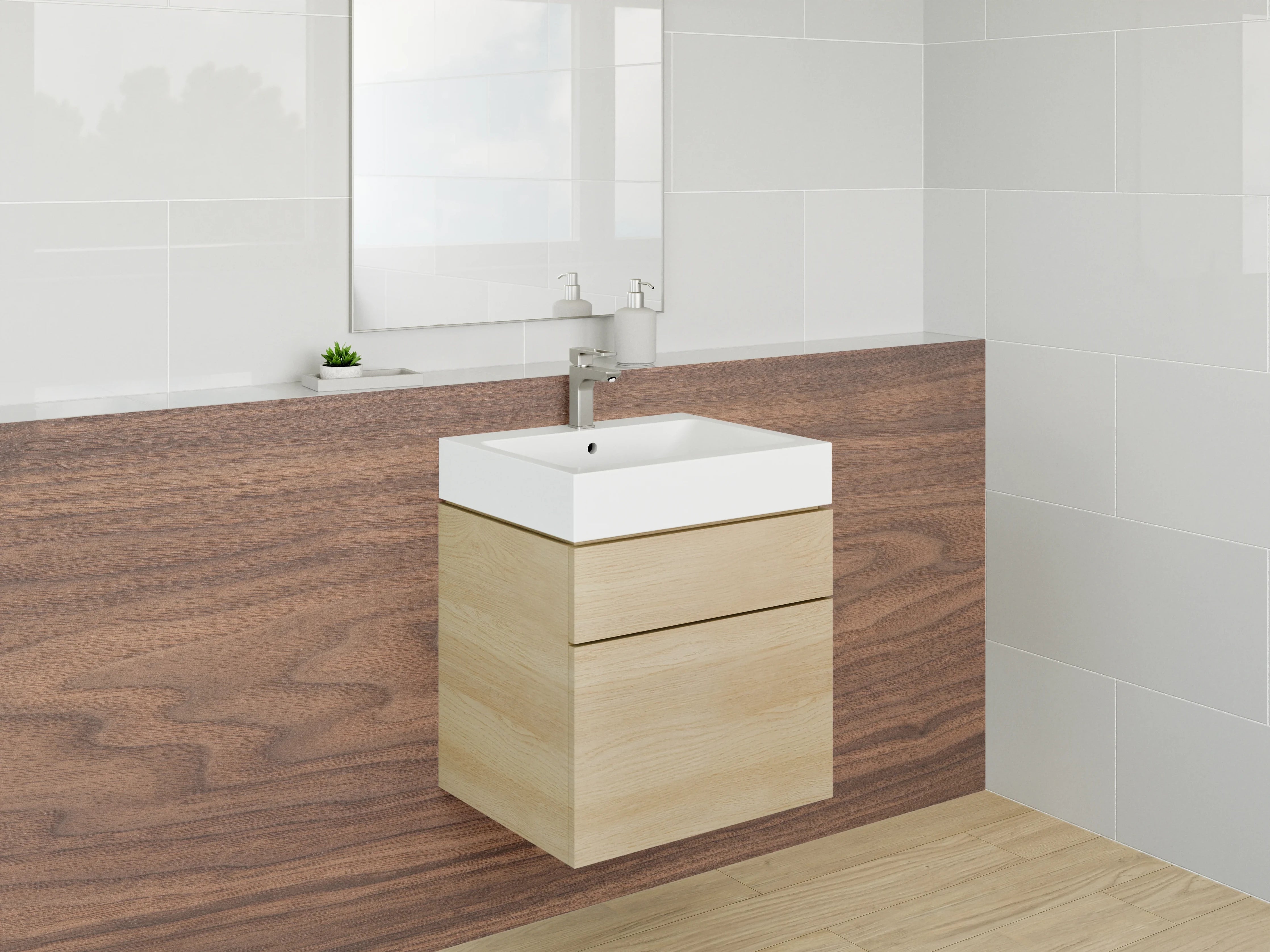 Waschbecken-Rückwand - Nussbaum Holzoptik Design