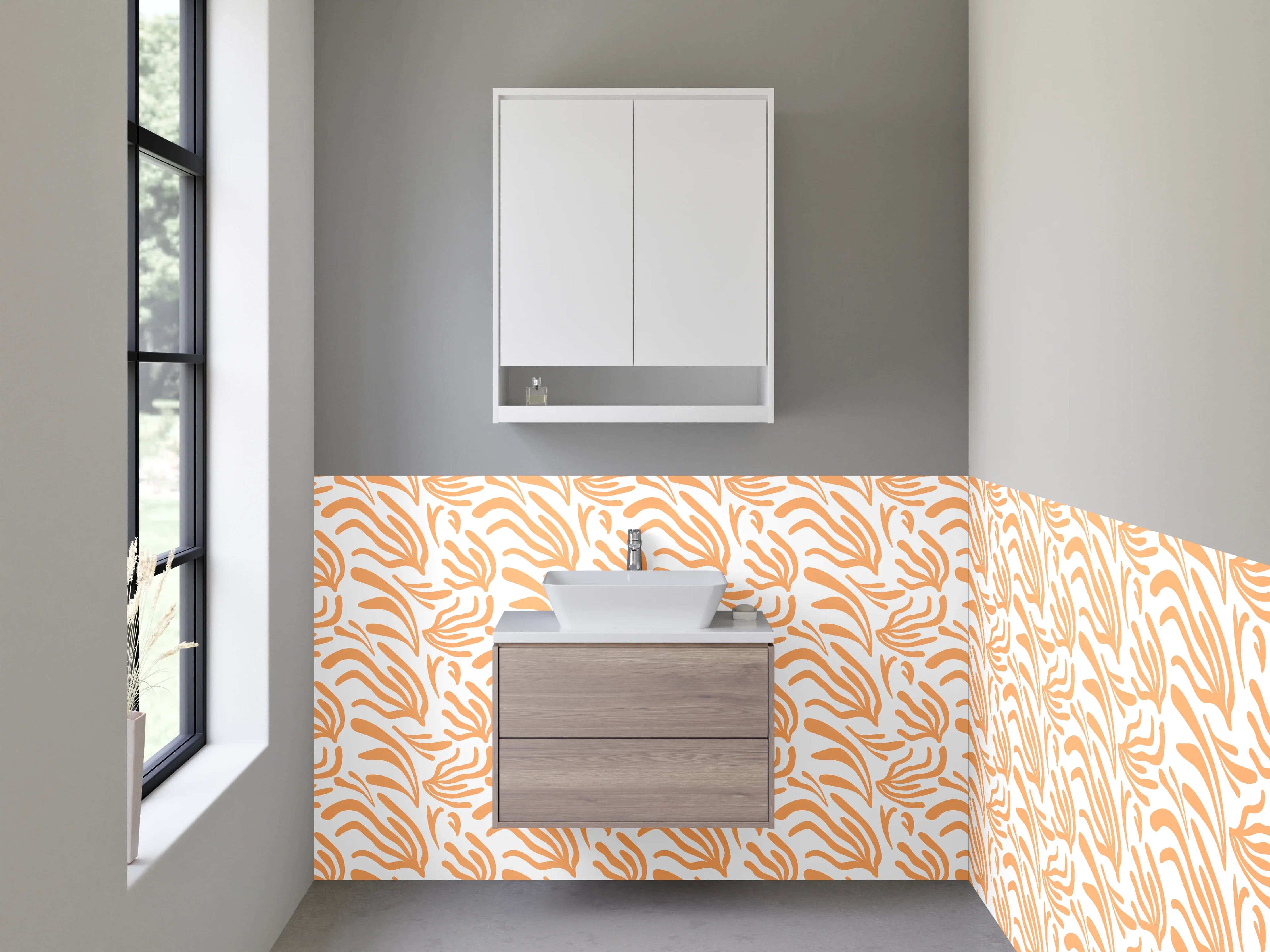 Waschbecken-Rückwand - Orangen Zebra Muster