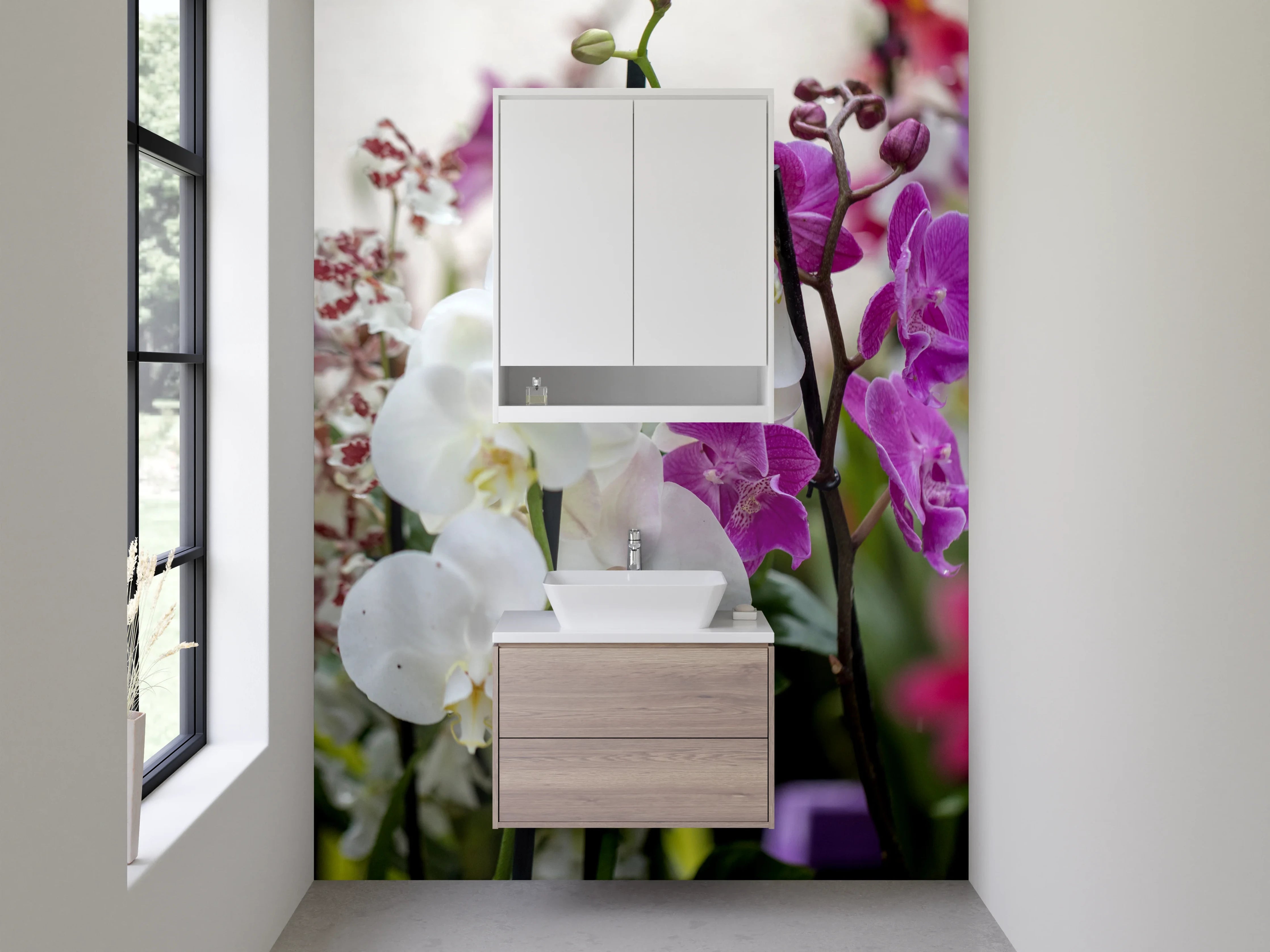 Waschbecken-Rückwand - Orchideen-Mix Blütenpracht Fotomotiv
