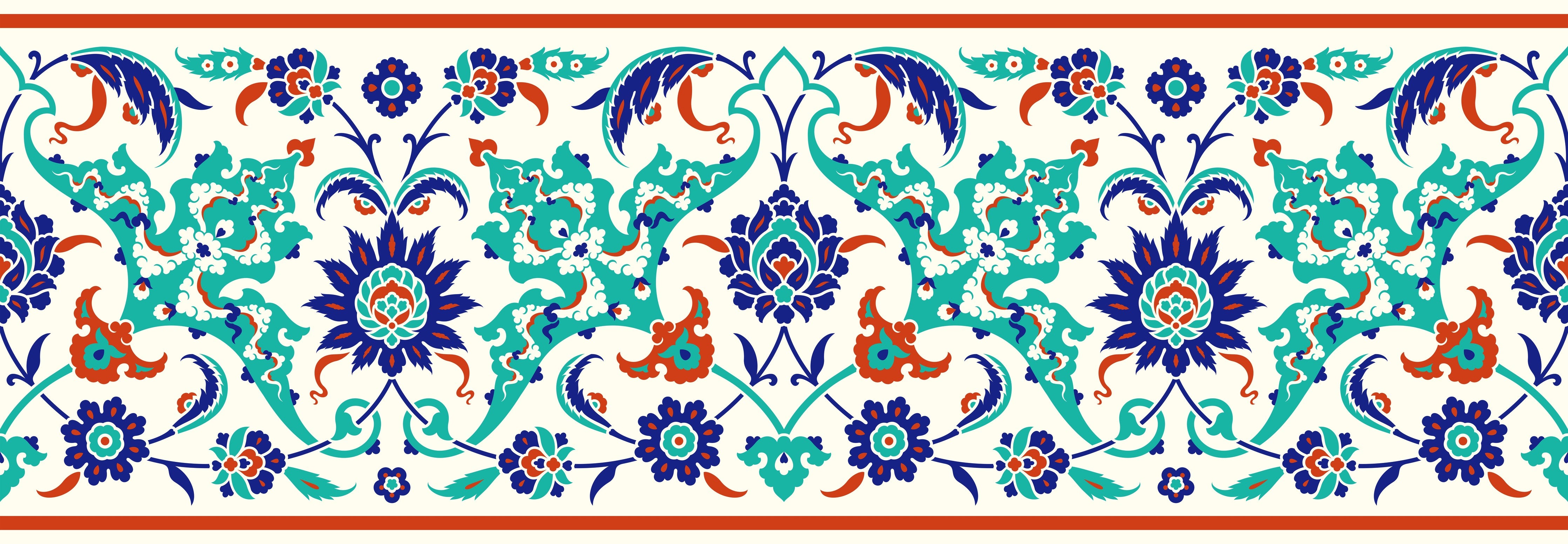 Waschbecken-Rückwand-Orientalische Fliesenbordüre Muster Türkisblau