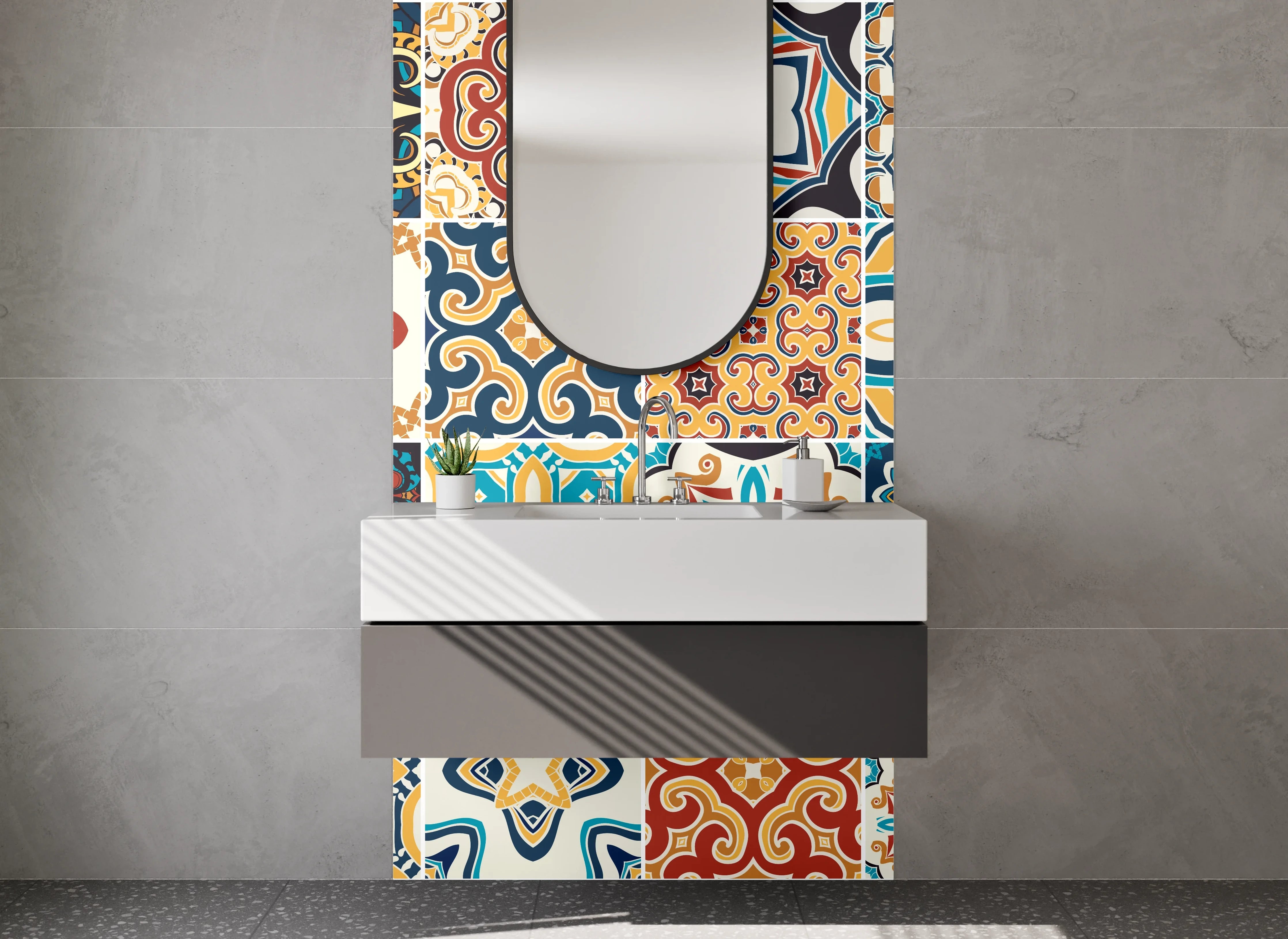 Waschbecken-Rückwand - Orientalische Retro-Mosaikfliesen für Küche & Bad