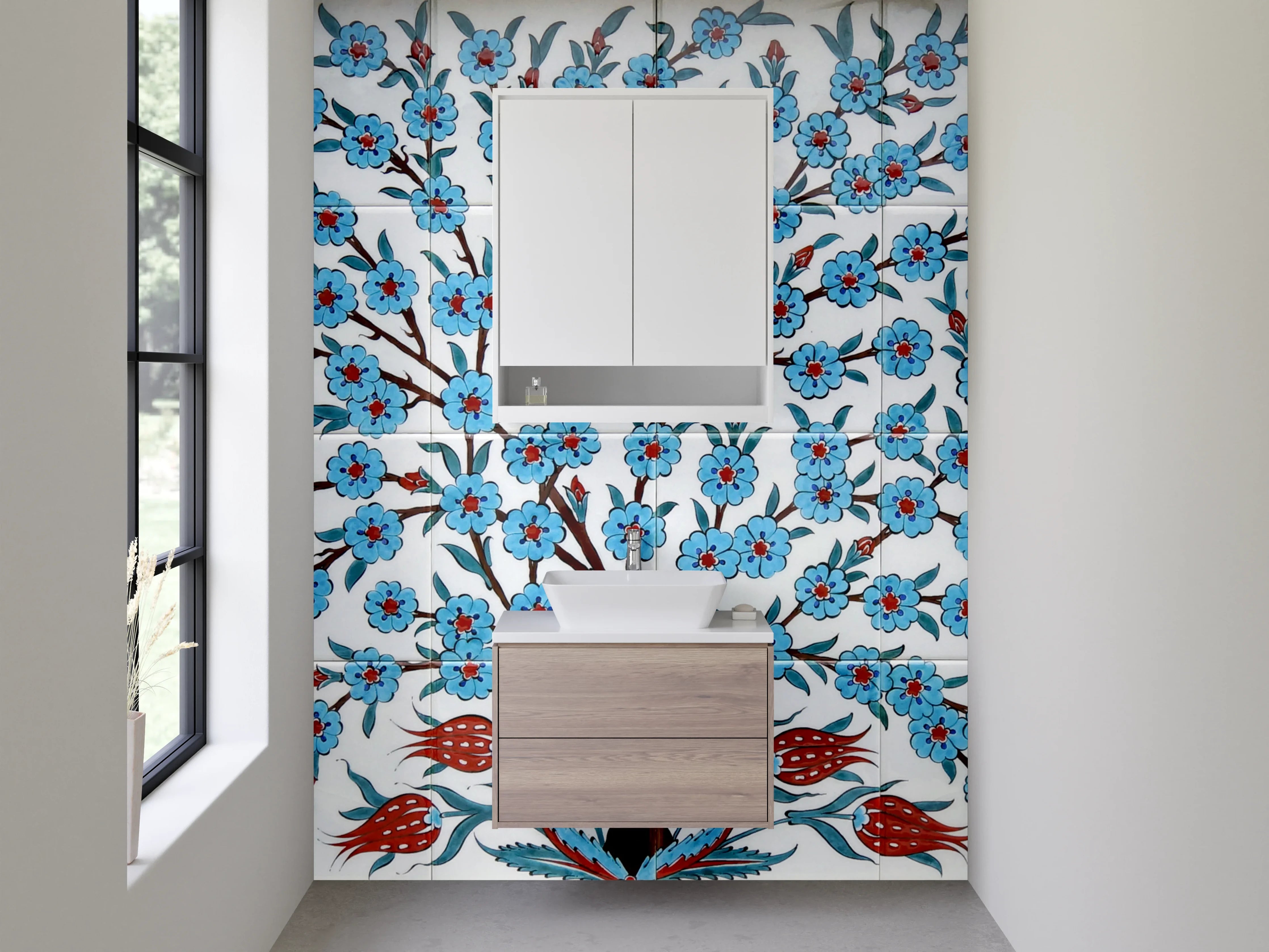 Waschbecken-Rückwand - Orientalischer Baum des Lebens Fliesenmuster