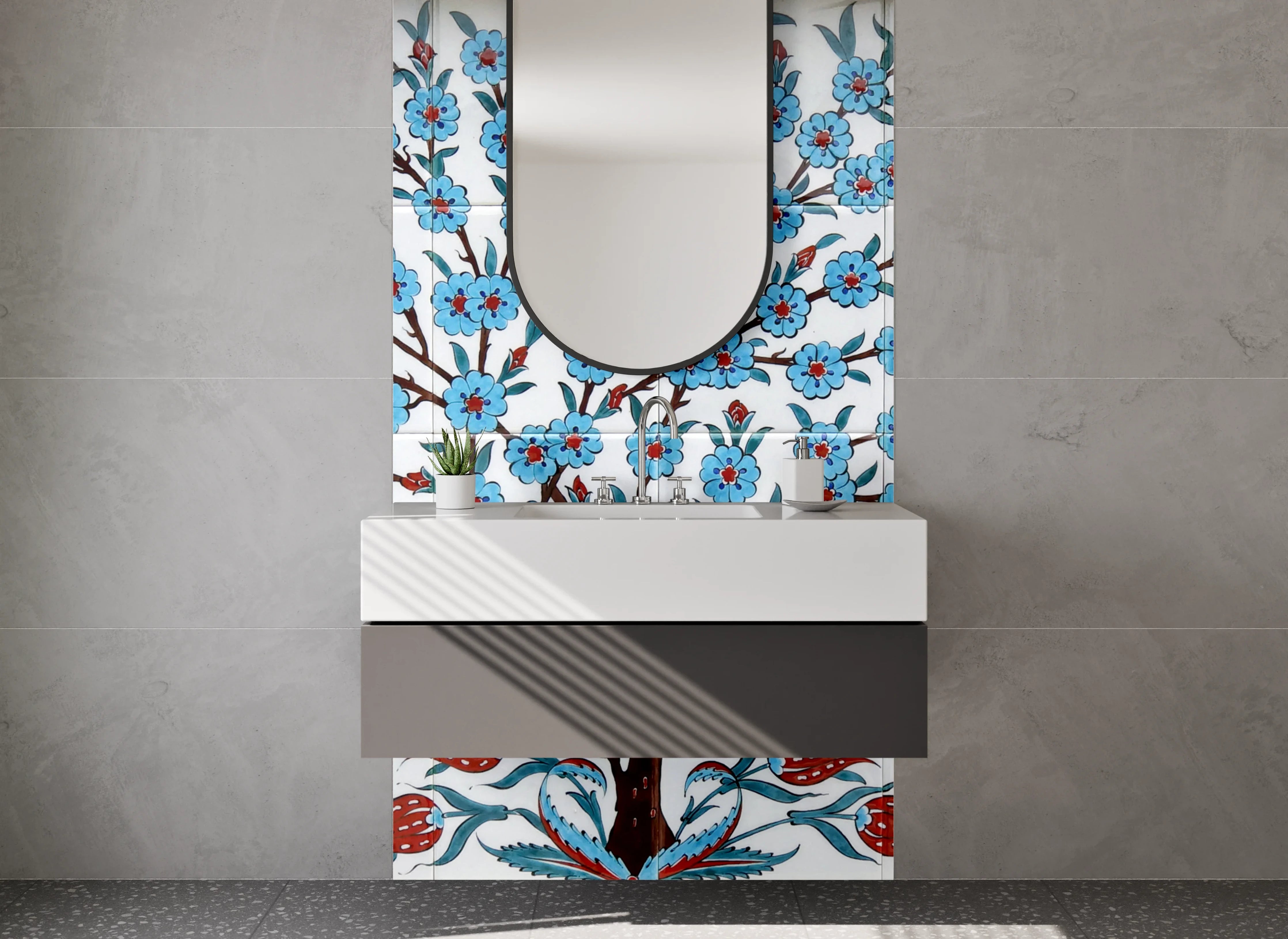 Waschbecken-Rückwand - Orientalischer Baum des Lebens Fliesenmuster