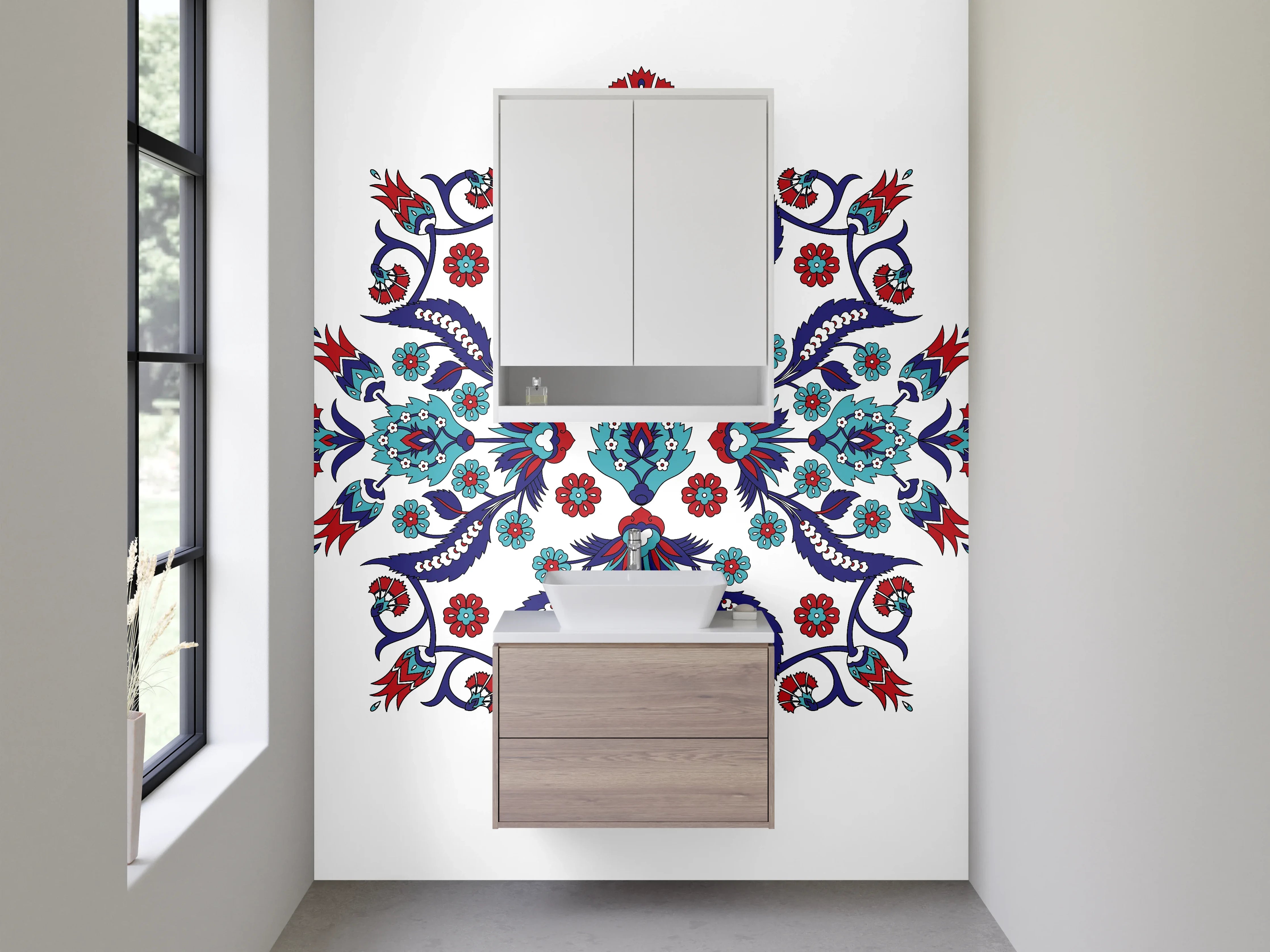 Waschbecken-Rückwand - Orientalisches Blumen-Mandala Ornament