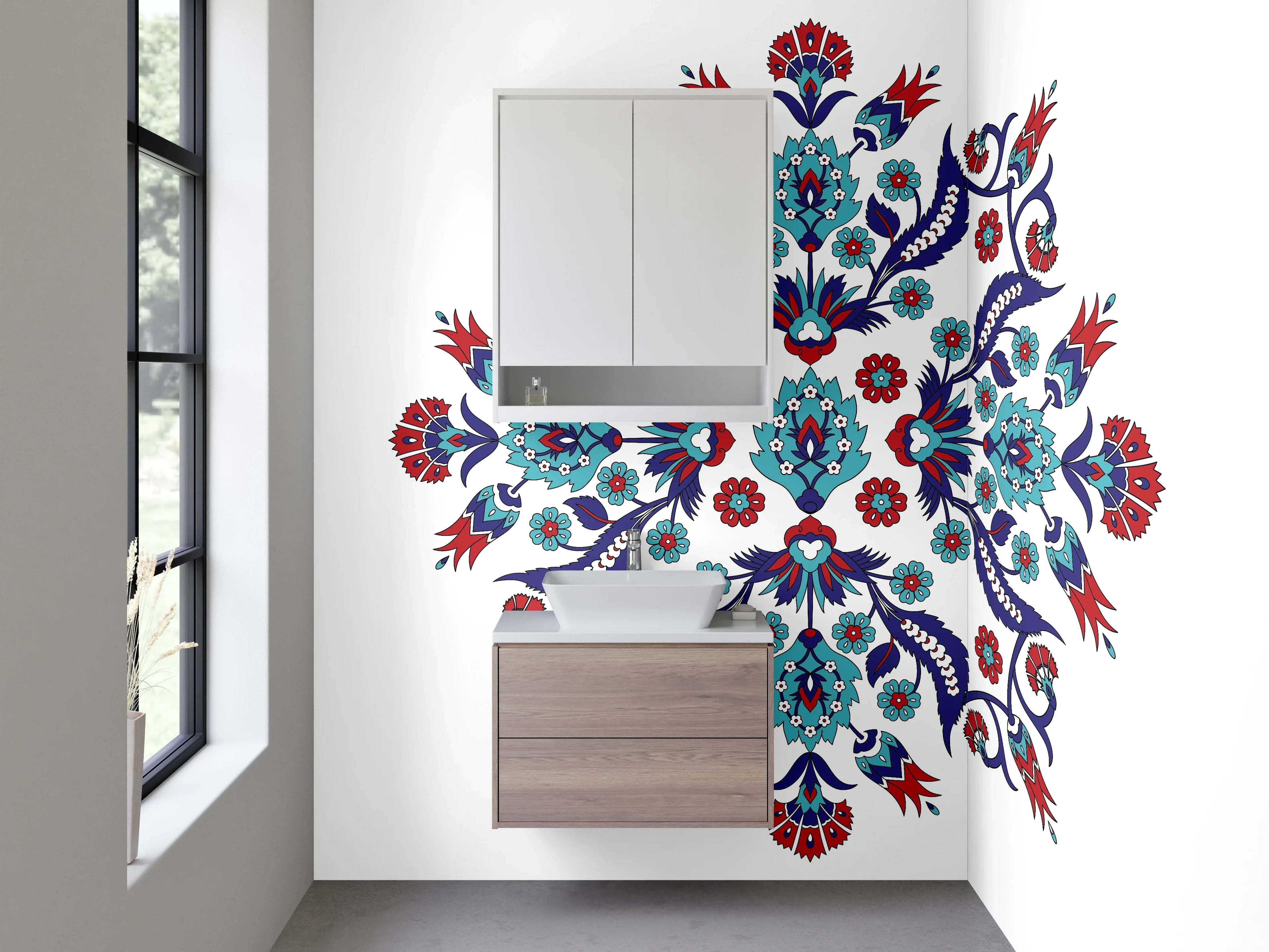 Waschbecken-Rückwand - Orientalisches Blumen-Mandala Ornament