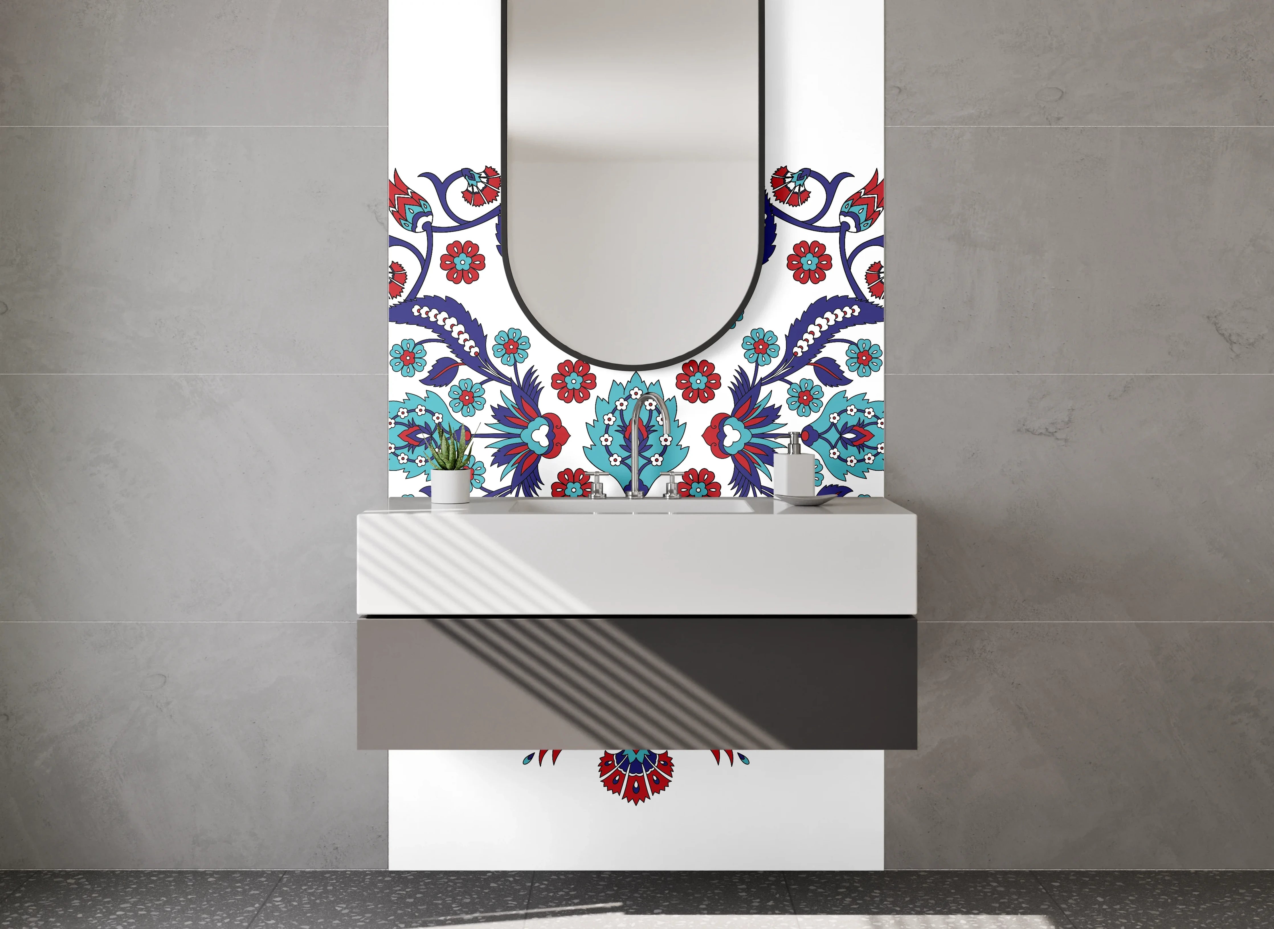 Waschbecken-Rückwand - Orientalisches Blumen-Mandala Ornament