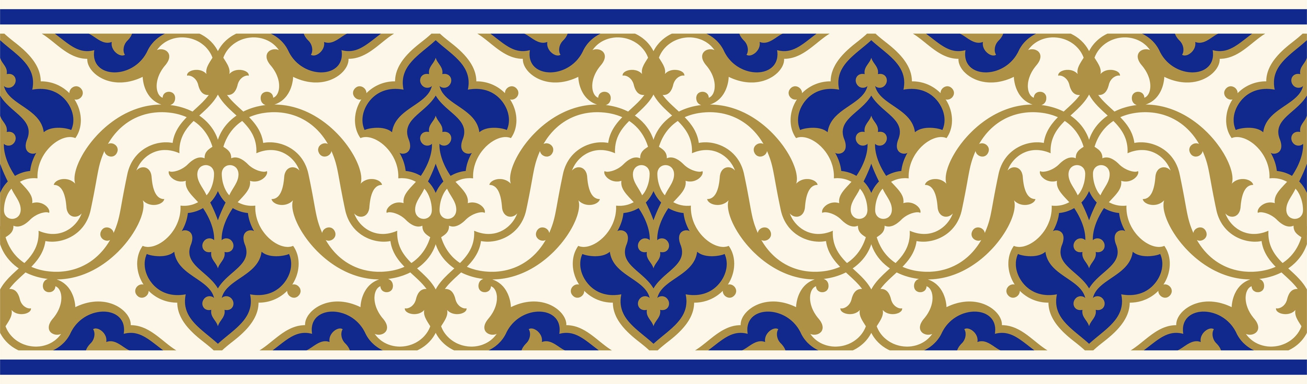 Waschbecken-Rückwand-Orientalisches Fliesenmuster Blau Gold