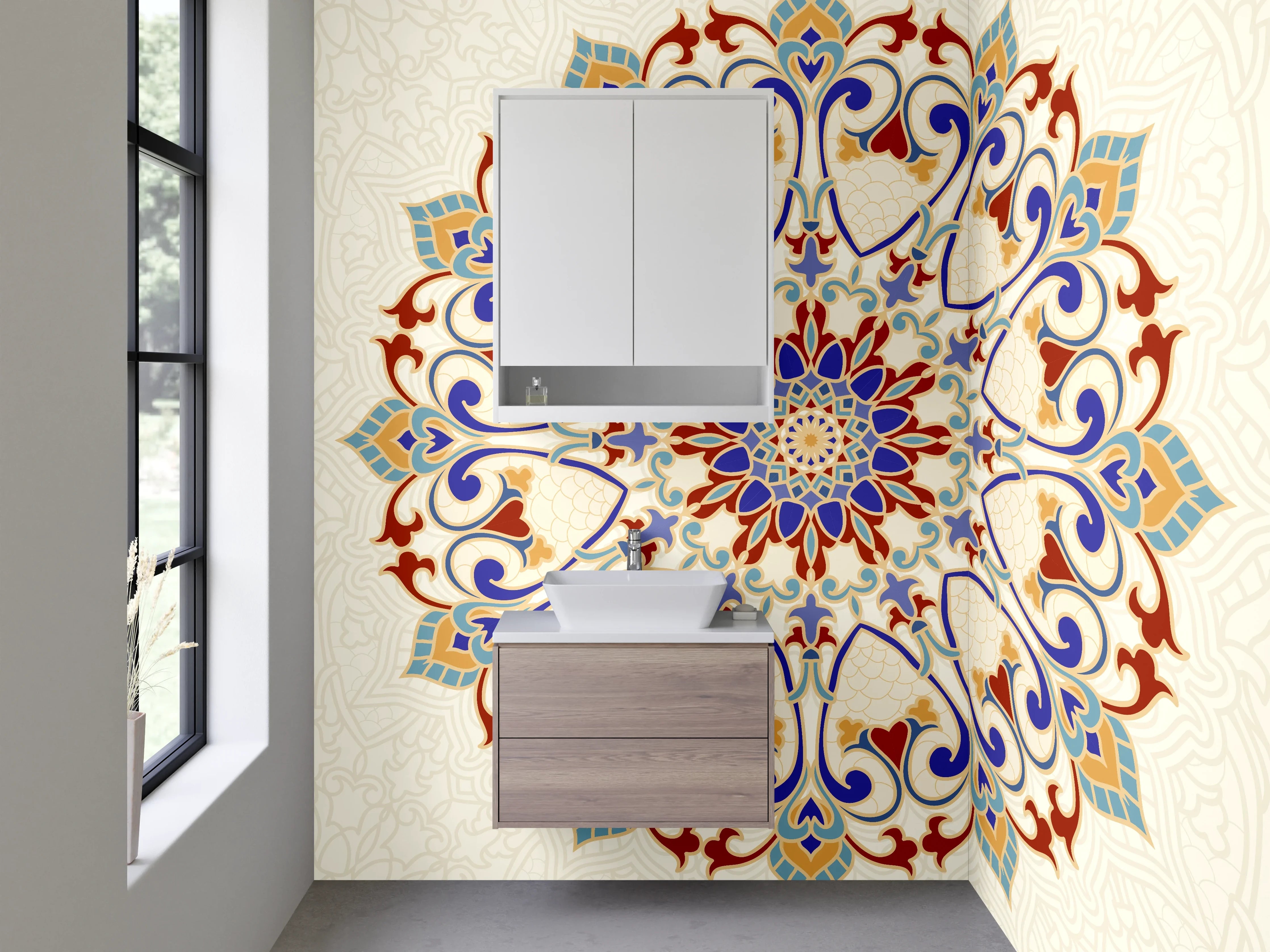 Waschbecken-Rückwand - Orientalisches Mandala Muster Bunt