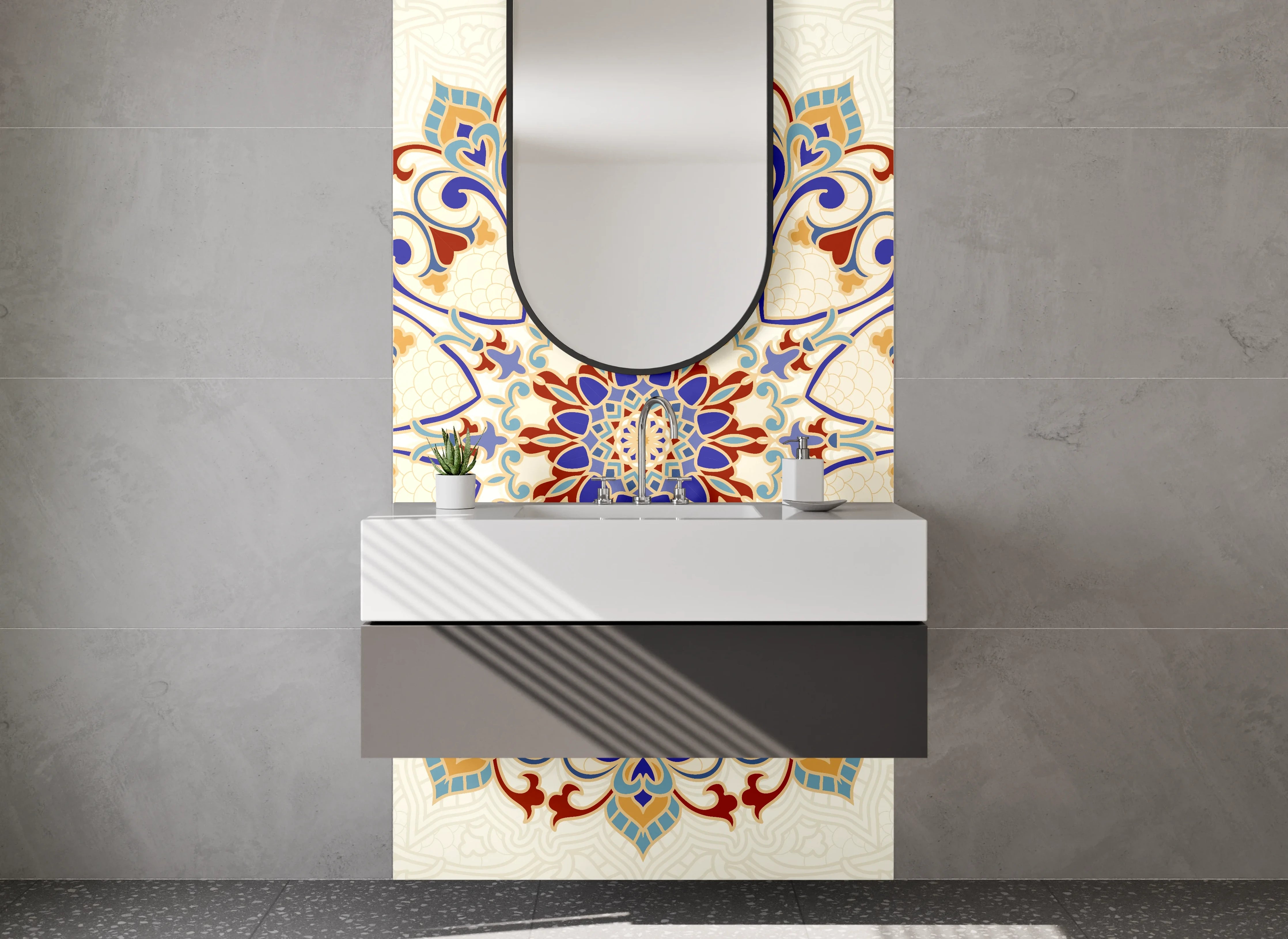 Waschbecken-Rückwand - Orientalisches Mandala Muster Bunt