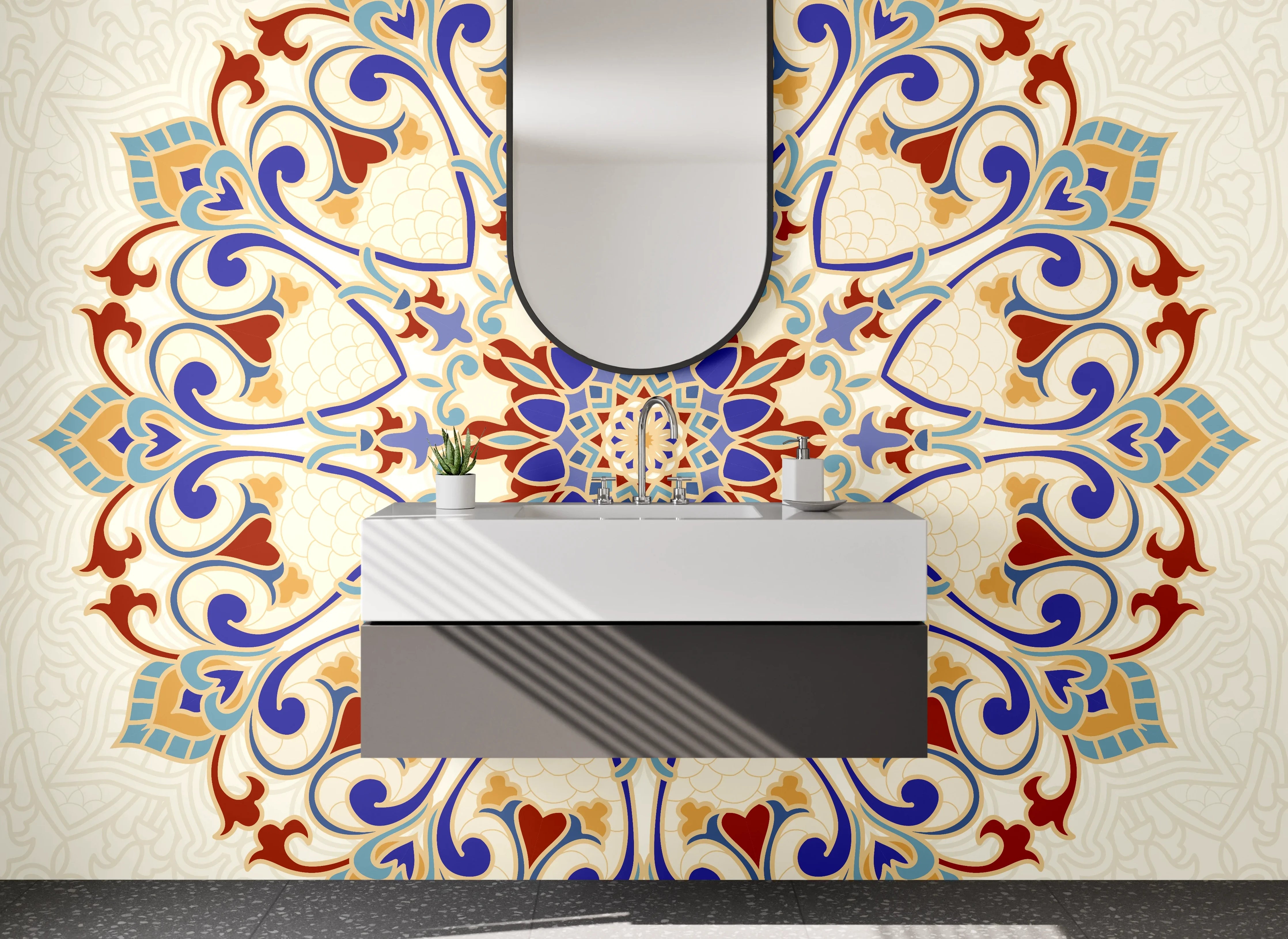 Waschbecken-Rückwand - Orientalisches Mandala Muster Bunt
