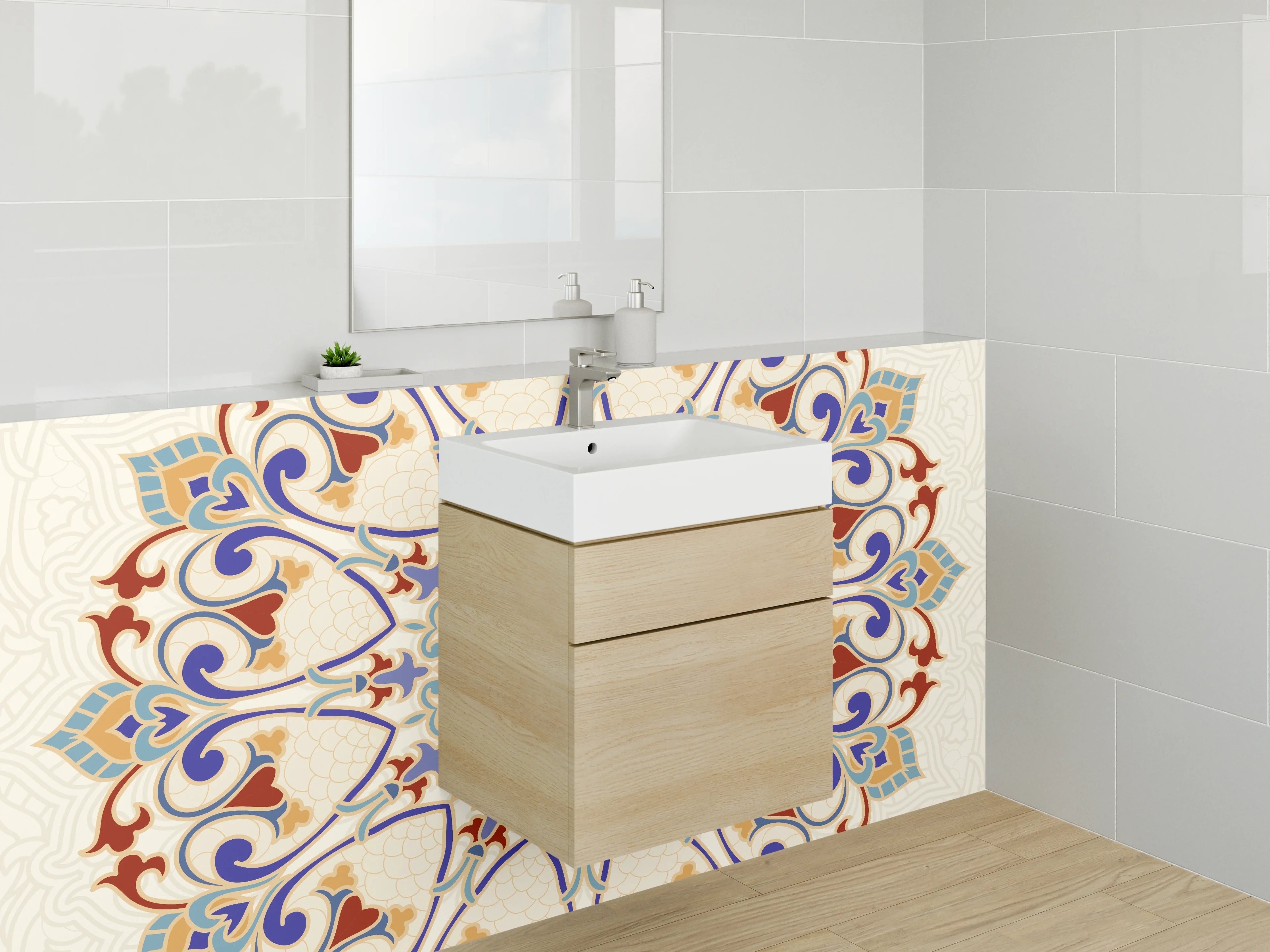 Waschbecken-Rückwand - Orientalisches Mandala Muster Bunt