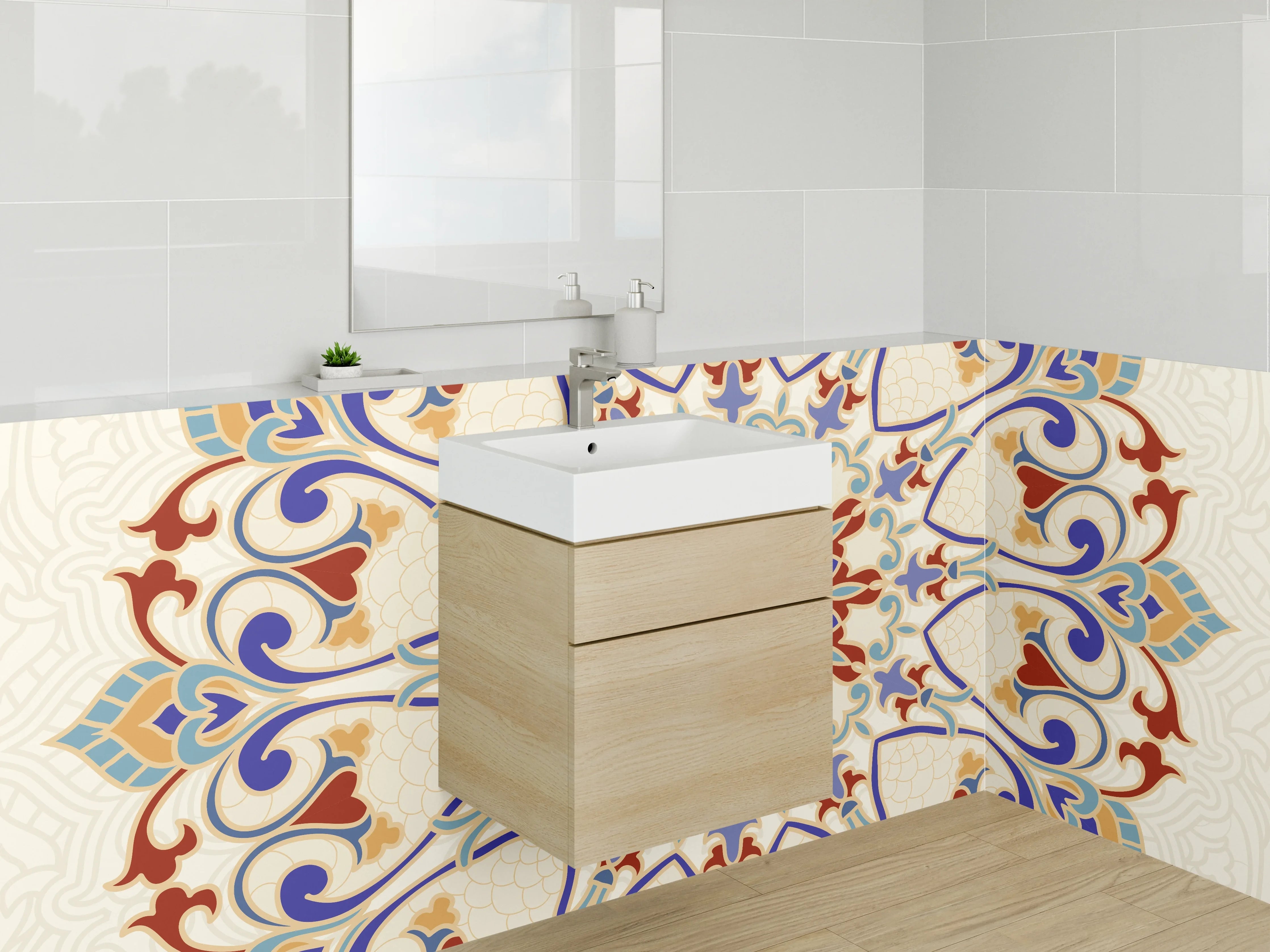 Waschbecken-Rückwand - Orientalisches Mandala Muster Bunt