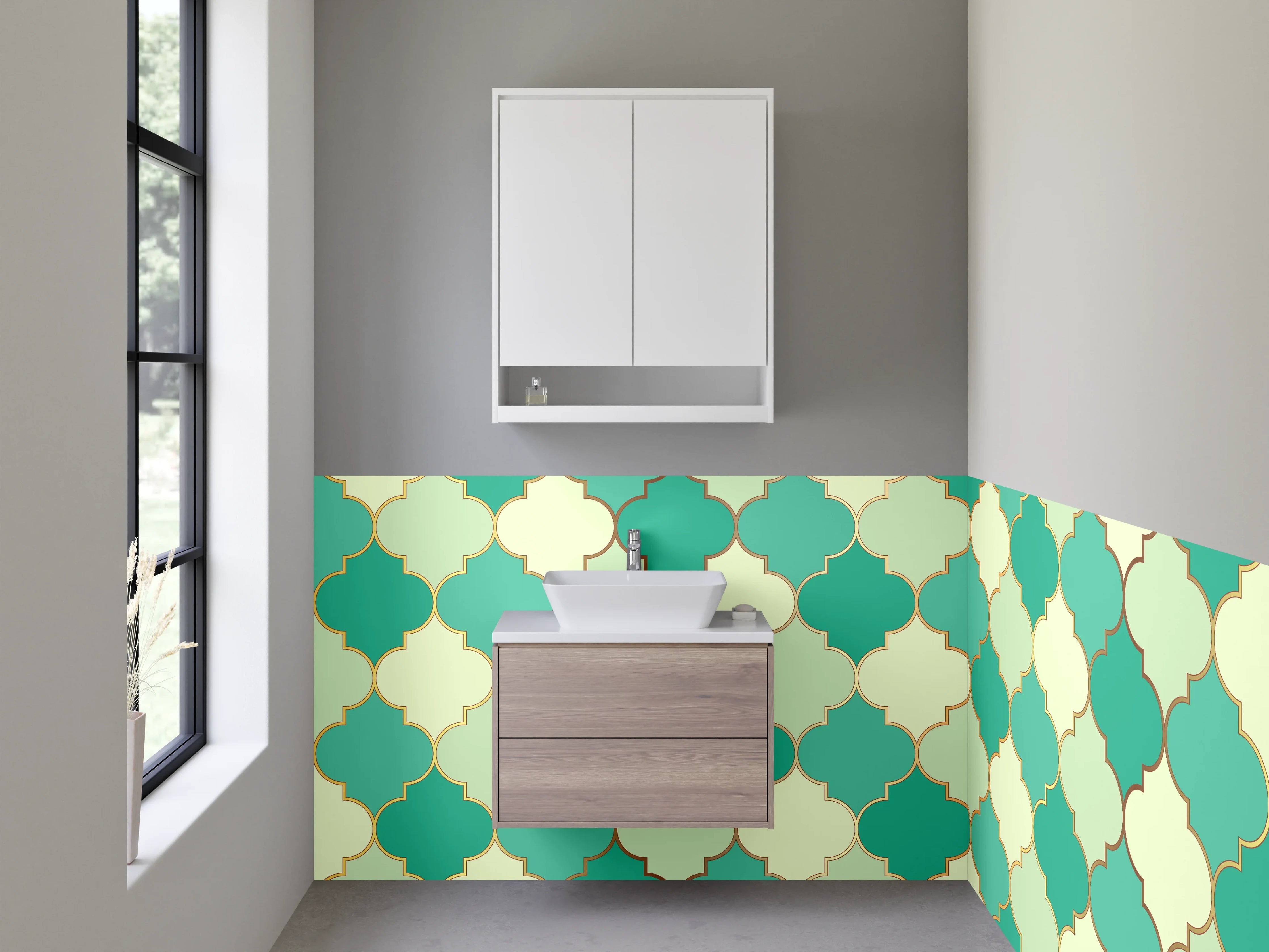 Waschbecken-Rückwand - Orientalisches Mosaik Fliesenmuster Türkis