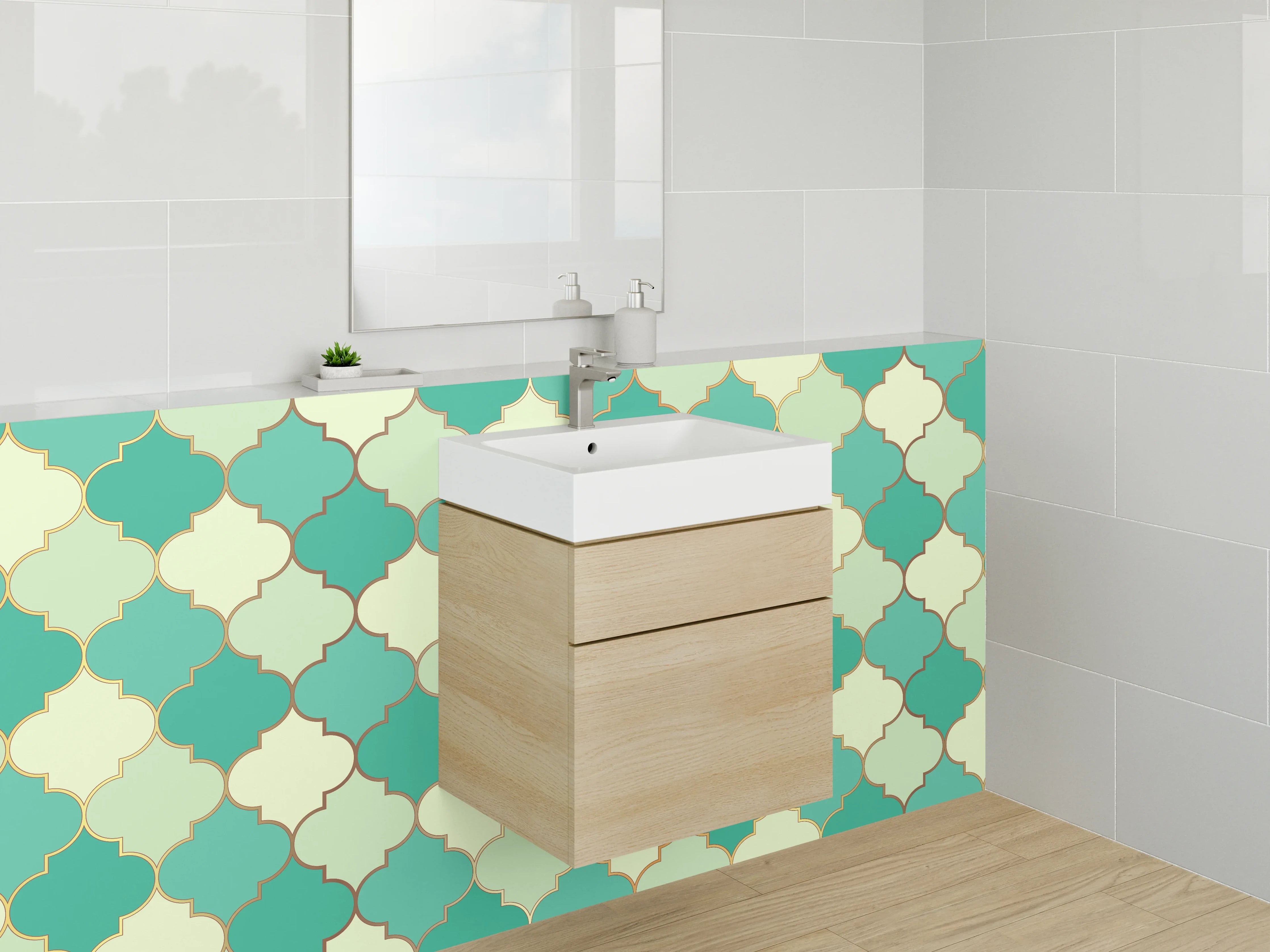 Waschbecken-Rückwand - Orientalisches Mosaik Fliesenmuster Türkis