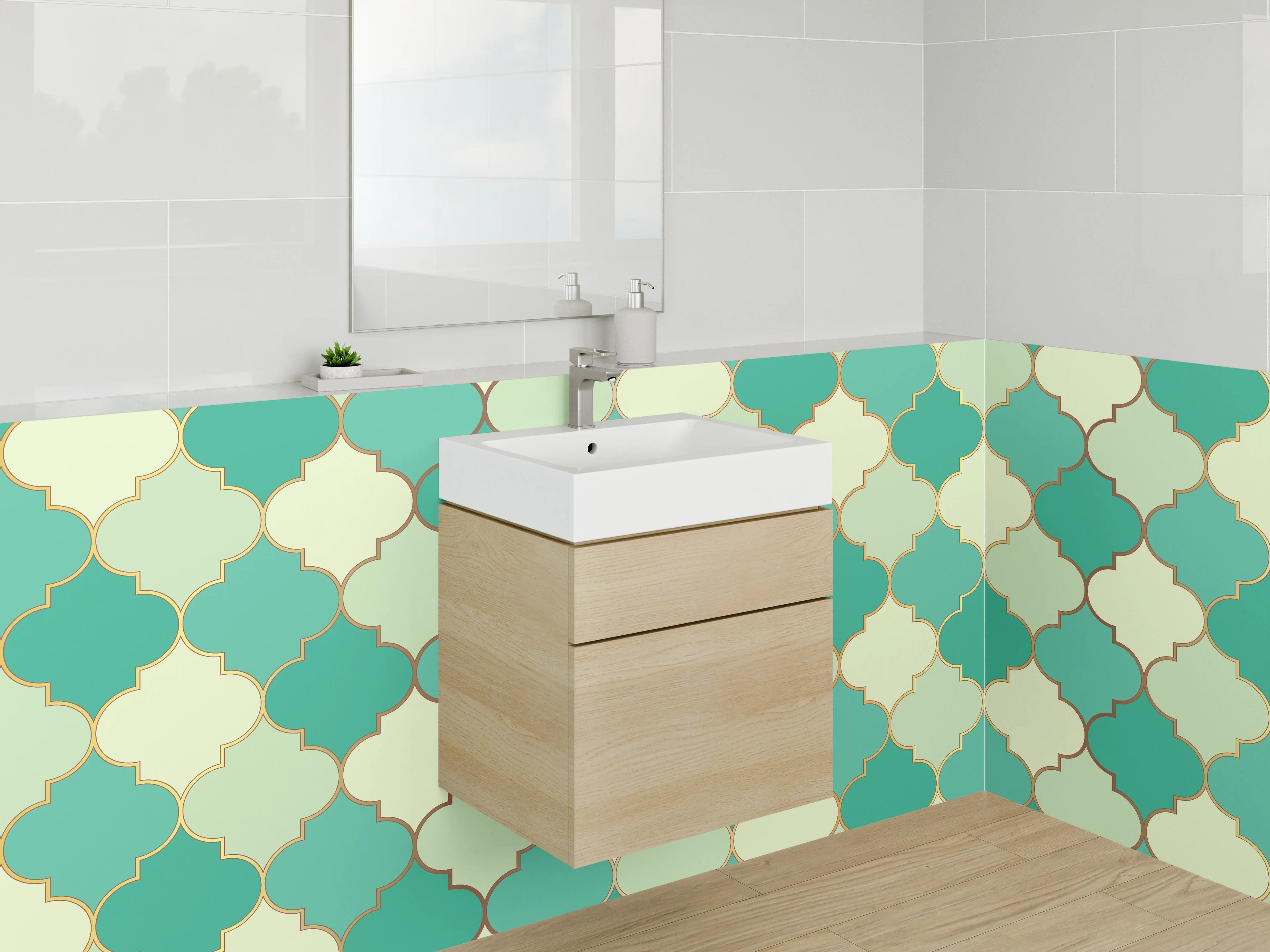 Waschbecken-Rückwand - Orientalisches Mosaik Fliesenmuster Türkis