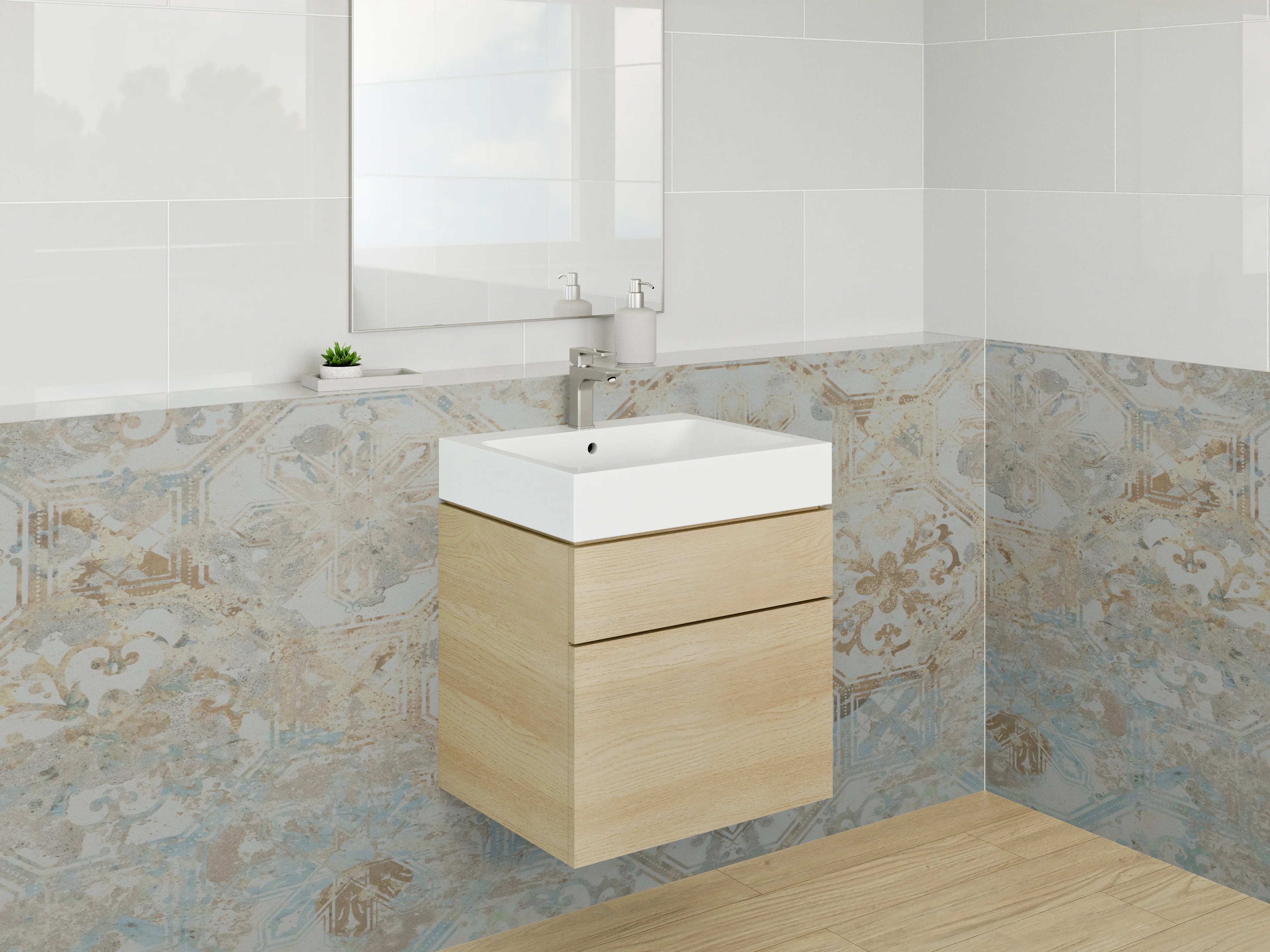 Waschbecken-Rückwand - Orientalisches Mosaik Fliesenmuster Vintage