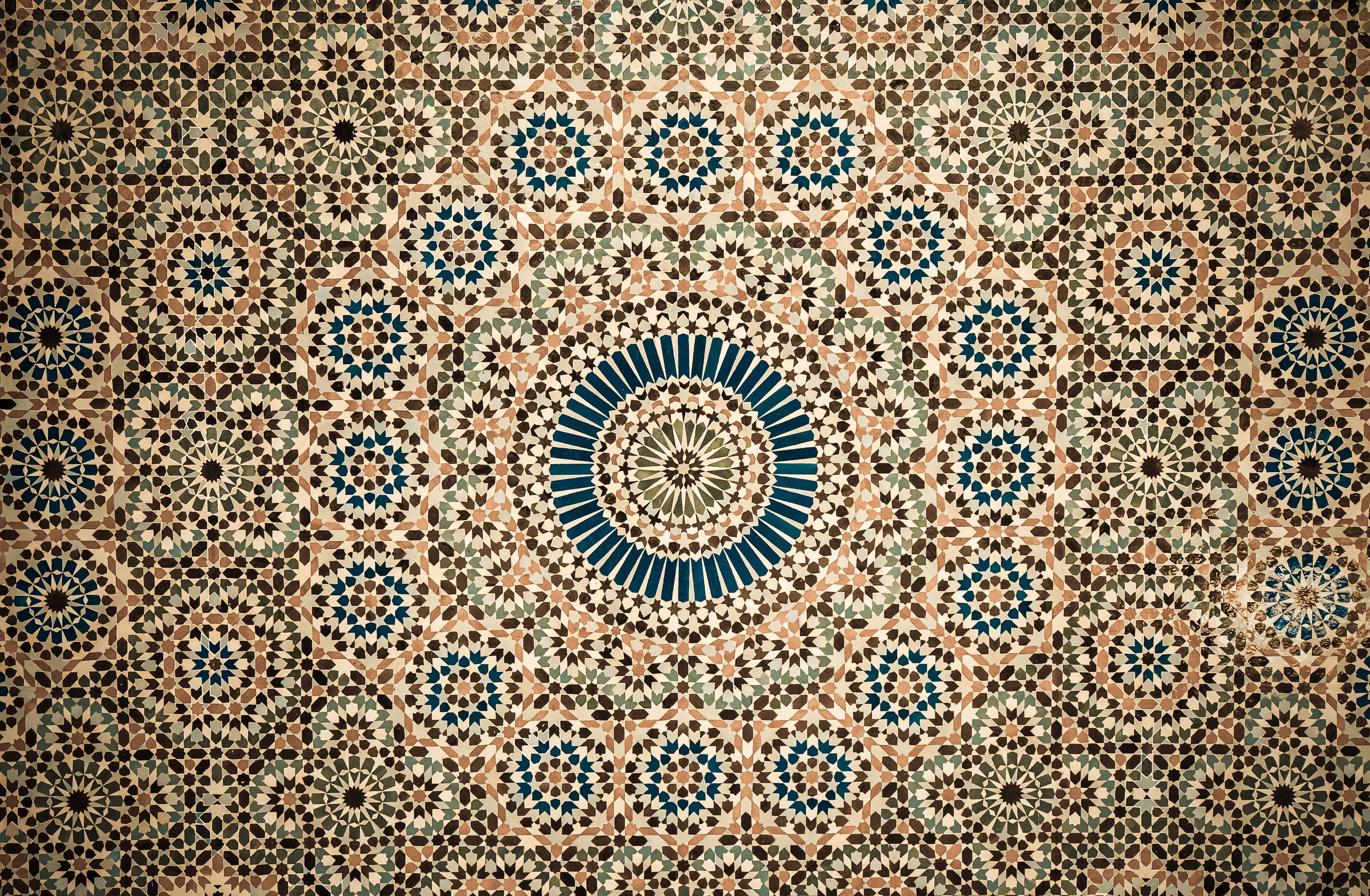 Waschbecken-Rückwand-Orientalisches Mosaik Mandala Muster Blau Beige