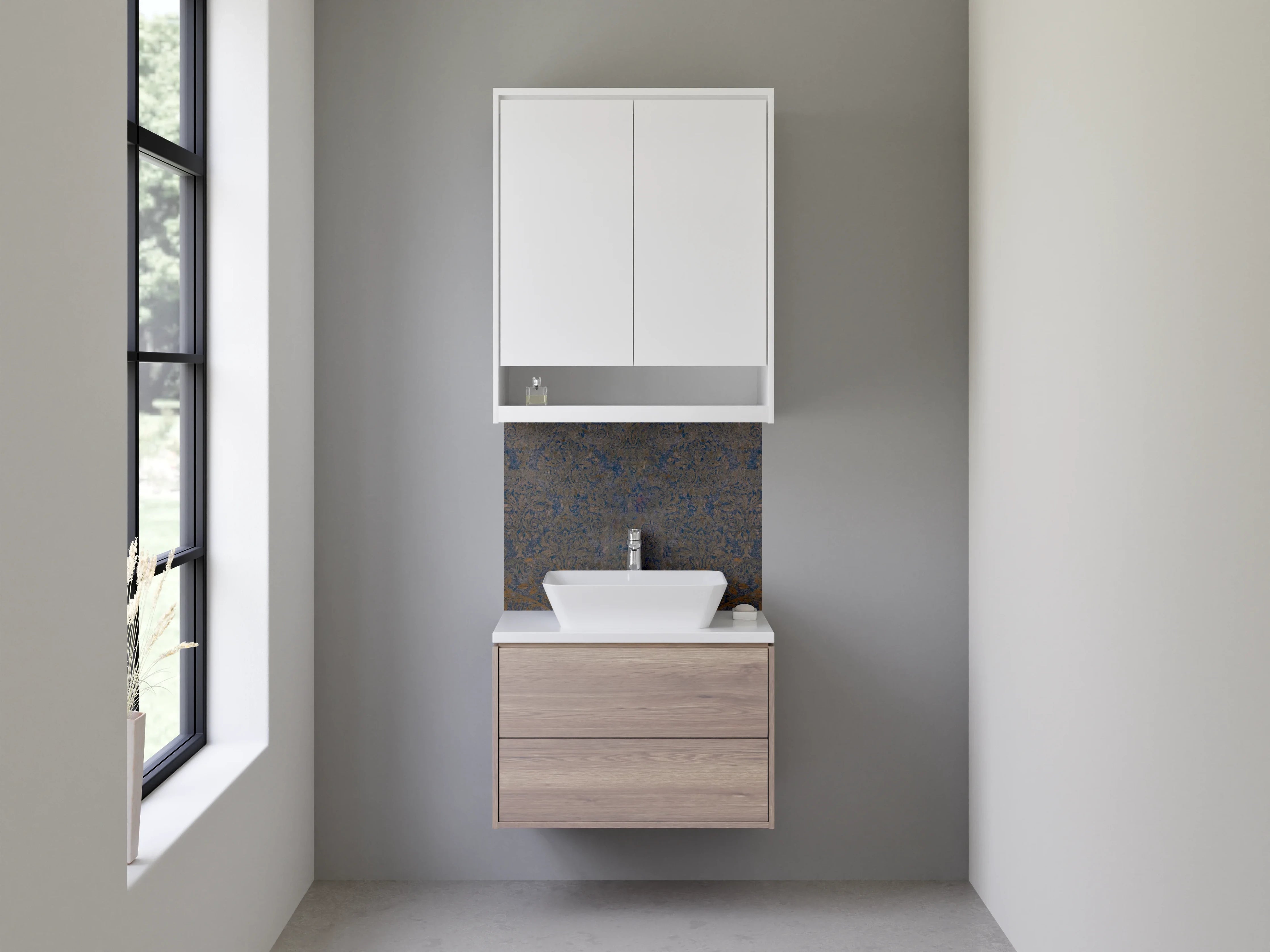 Waschbecken-Rückwand - Orientalisches Mosaik Muster Braun Blau