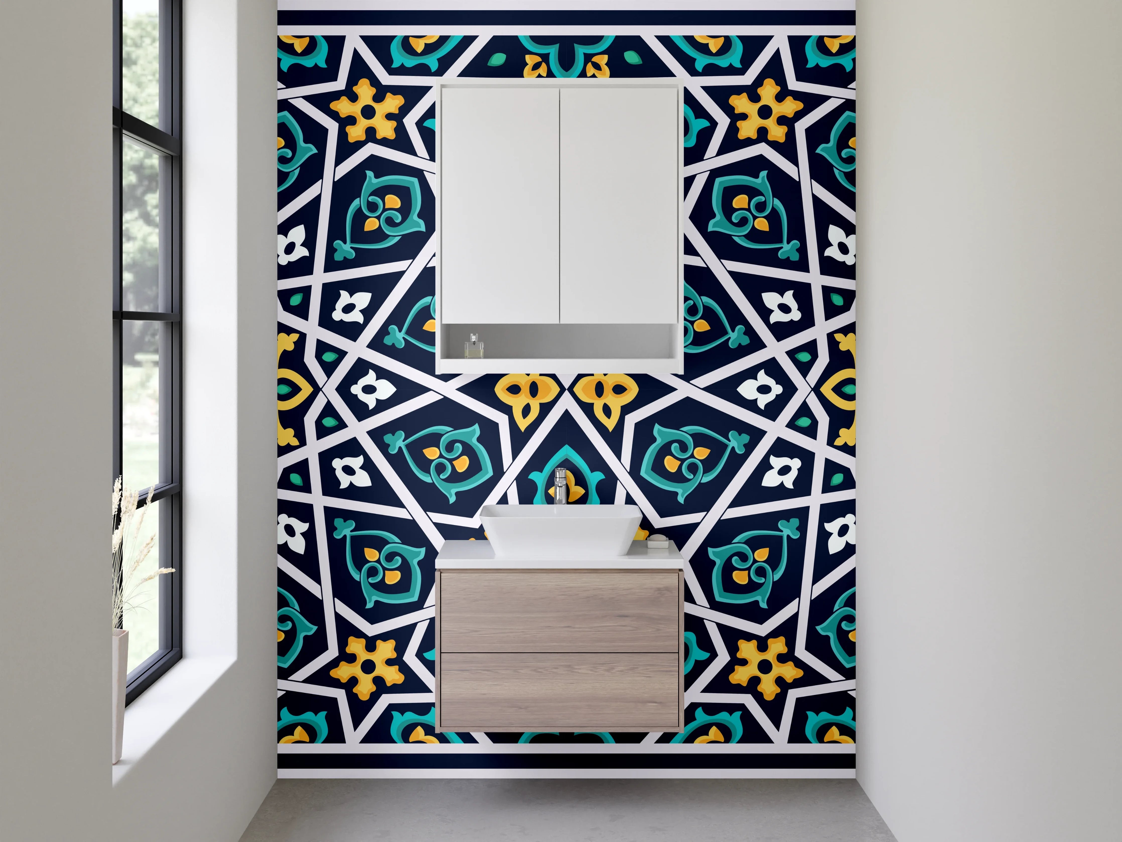 Waschbecken-Rückwand - Orientalisches Mosaik Muster Fliesen Design