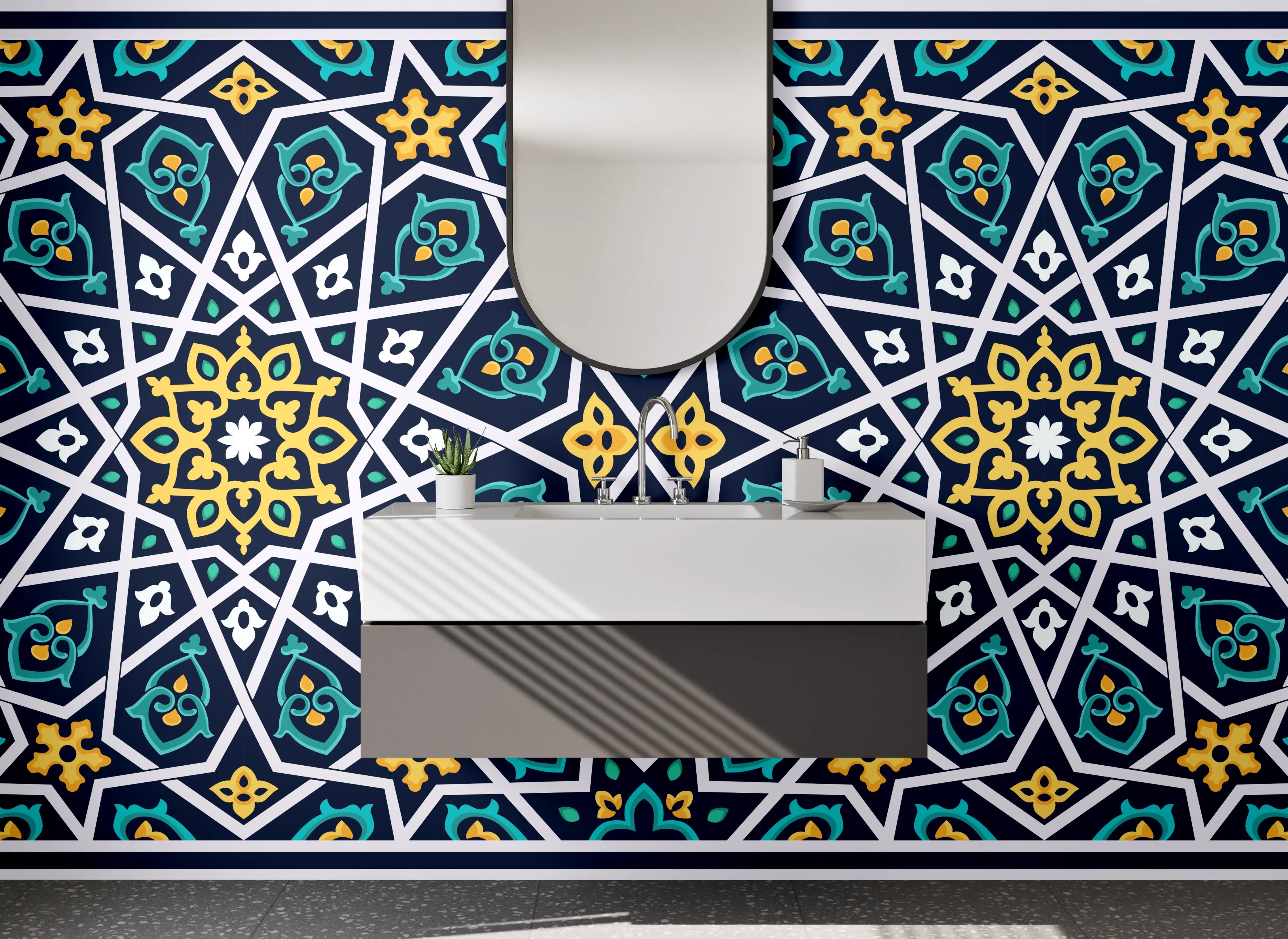 Waschbecken-Rückwand - Orientalisches Mosaik Muster Fliesen Design