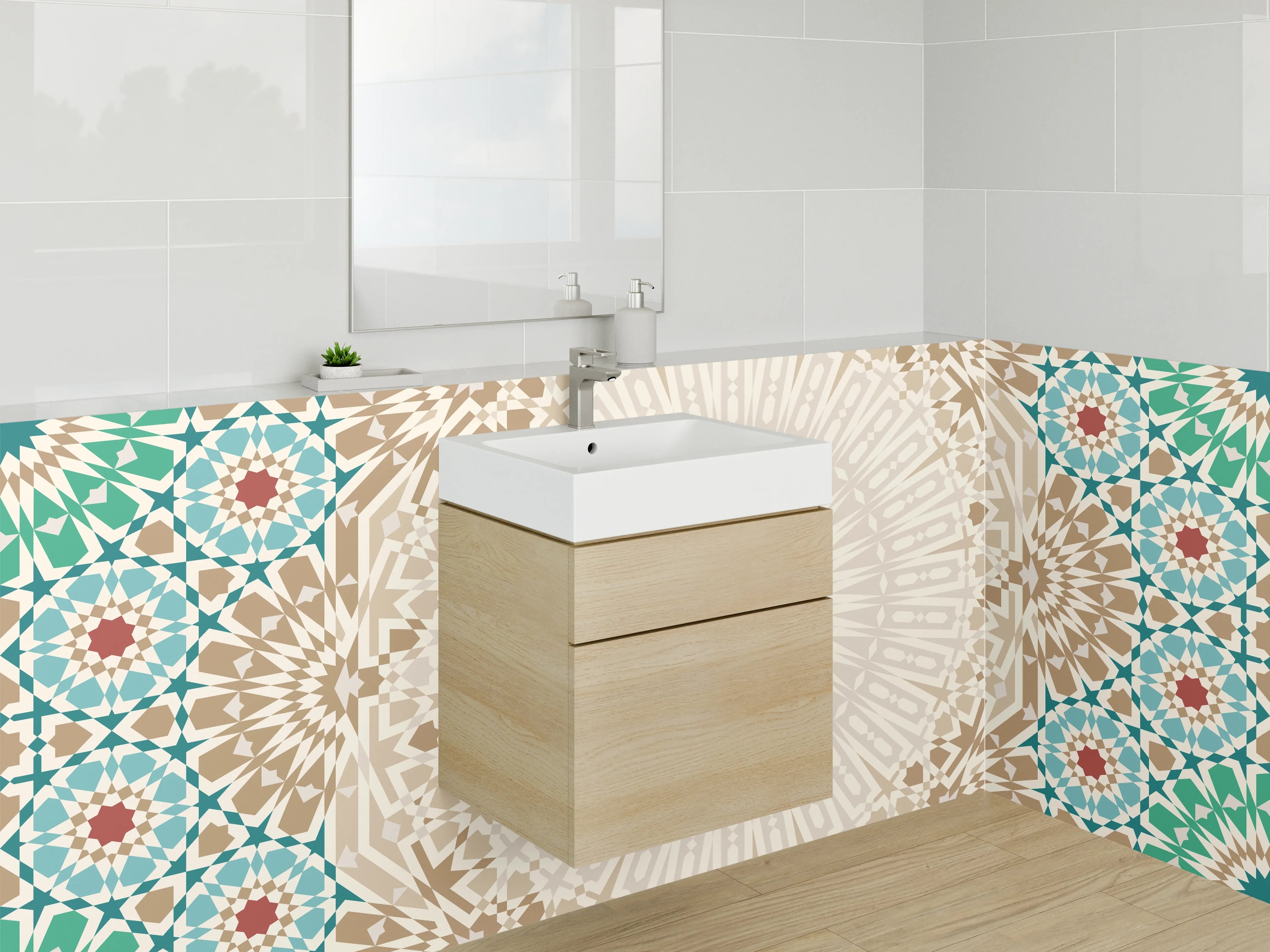 Waschbecken-Rückwand - Orientalisches Mosaik Muster Fliesen