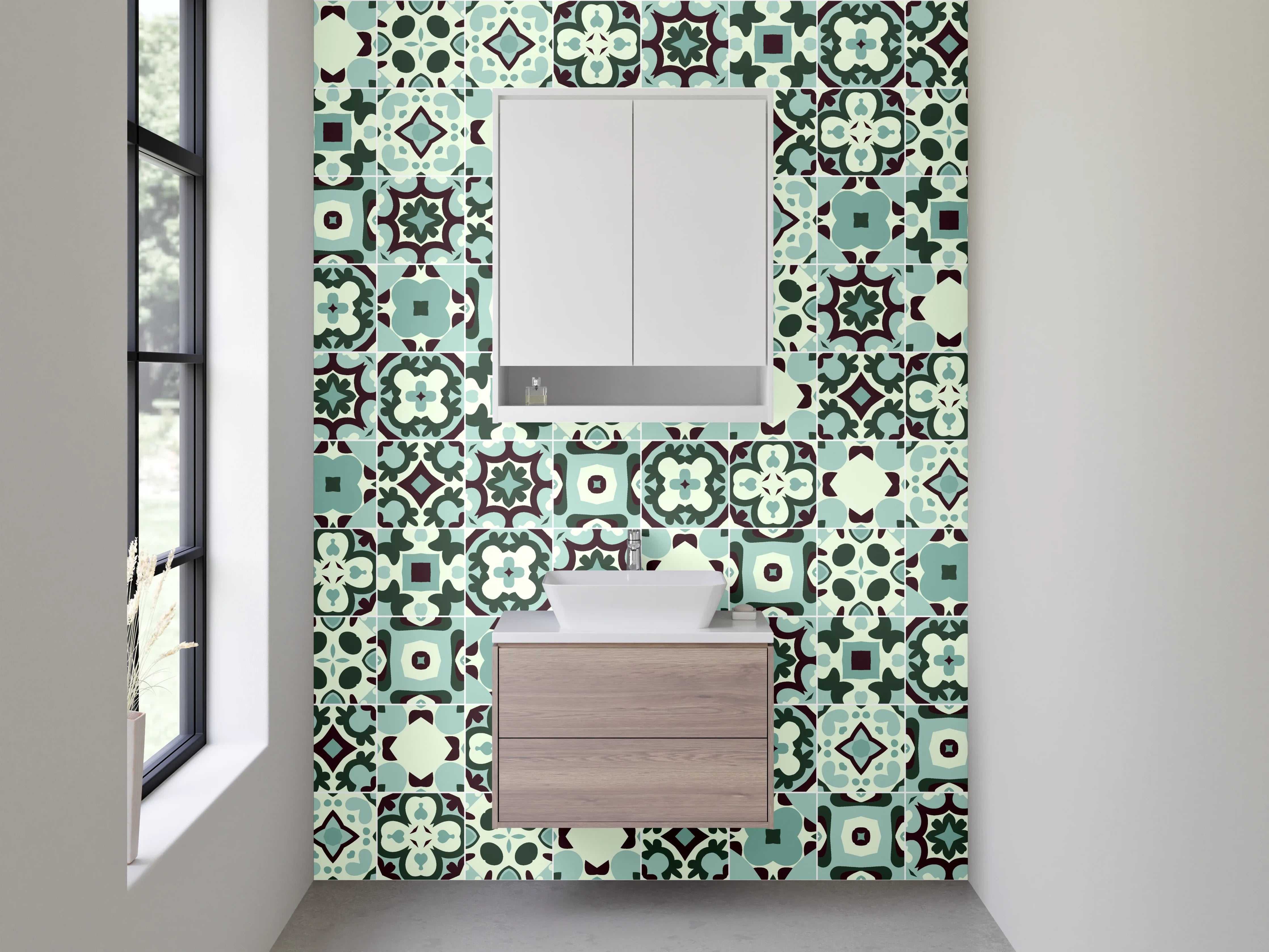 Waschbecken-Rückwand - Orientalisches Mosaik Muster Türkis Braun