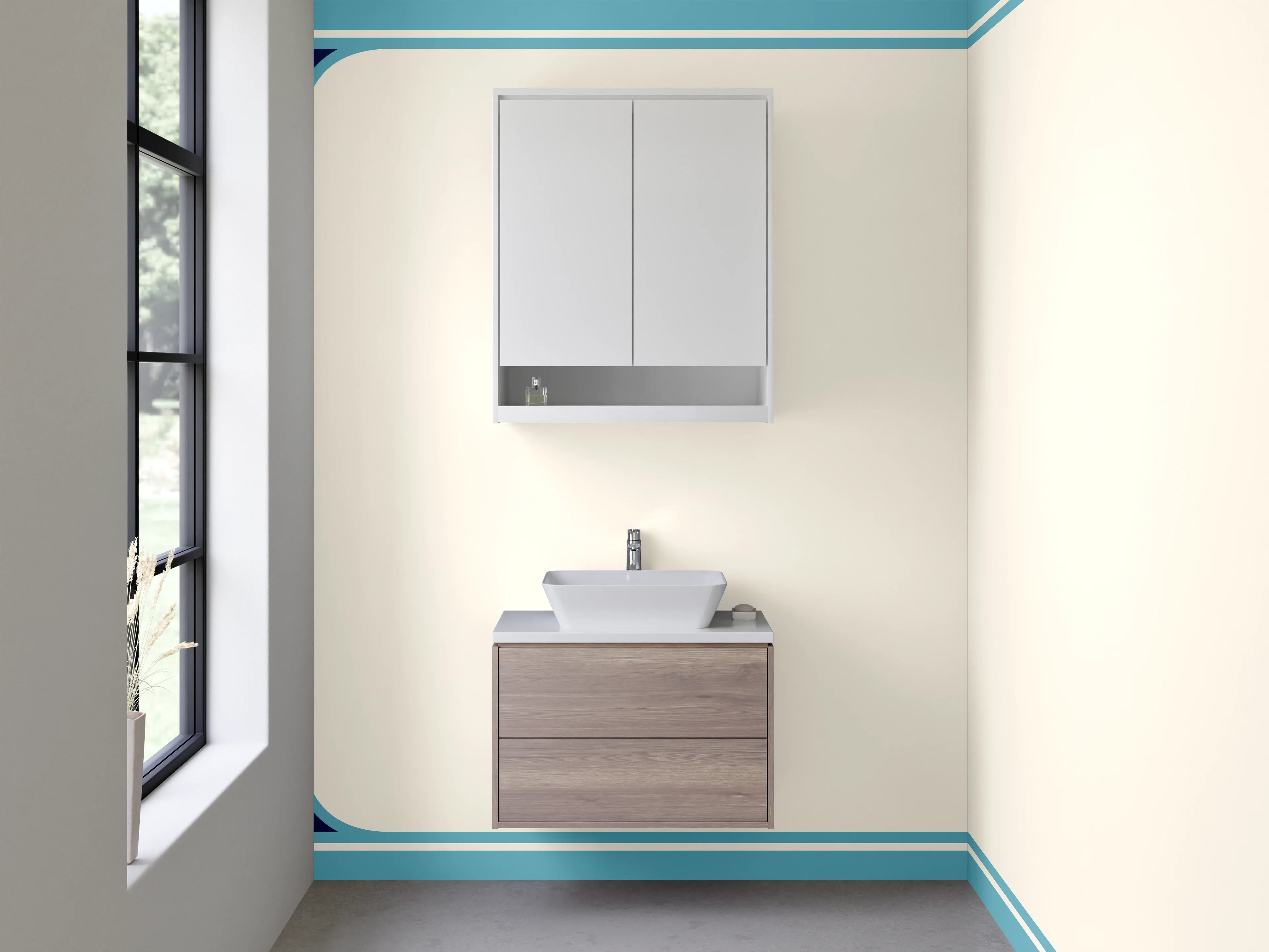Waschbecken-Rückwand - Orientalisches Muster Blau Gold Modern