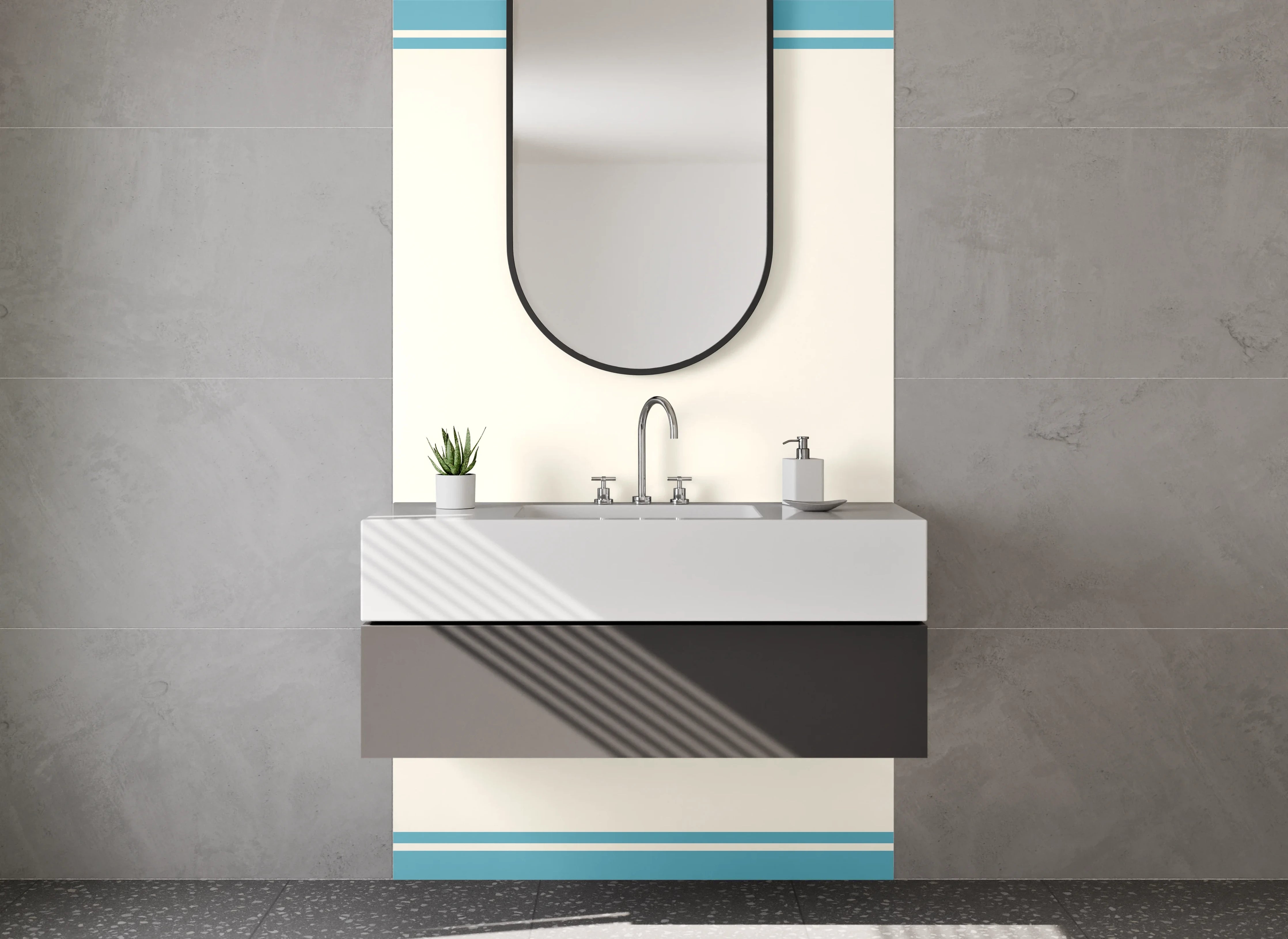Waschbecken-Rückwand - Orientalisches Muster Blau Gold Modern