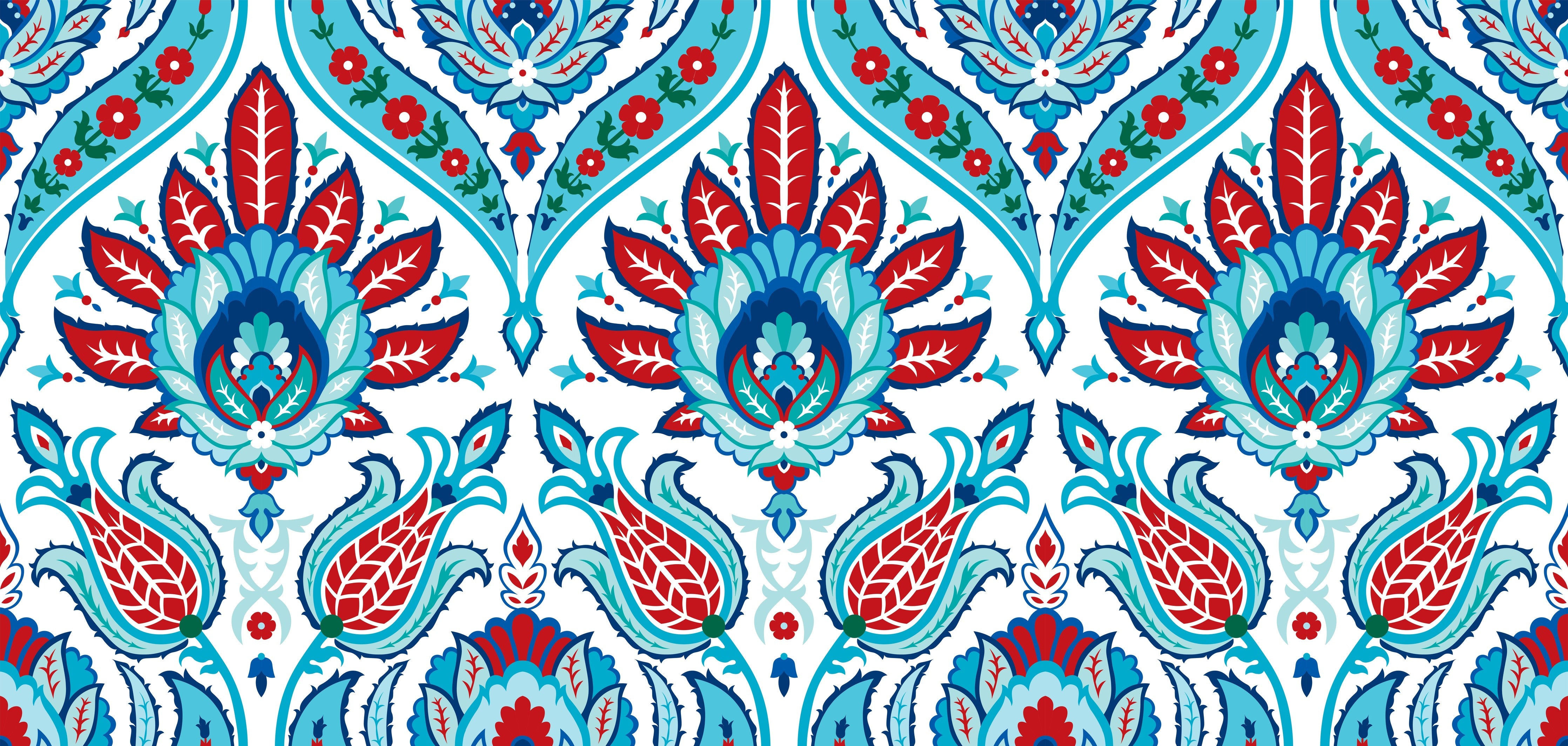 Waschbecken-Rückwand-Orientalisches Muster Rot Blau Türkis