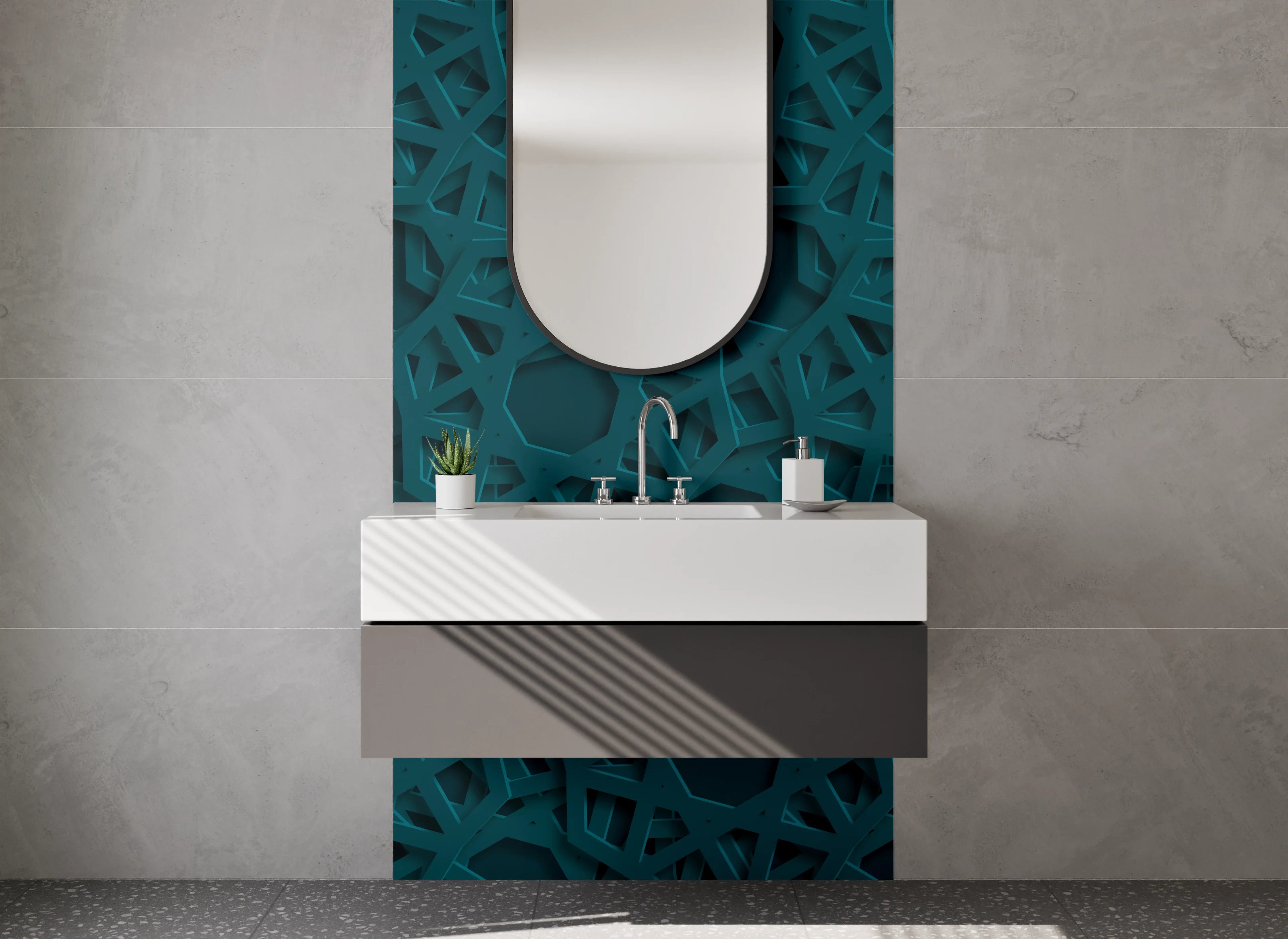 Waschbecken-Rückwand - Orientalisches Muster Türkis Modern