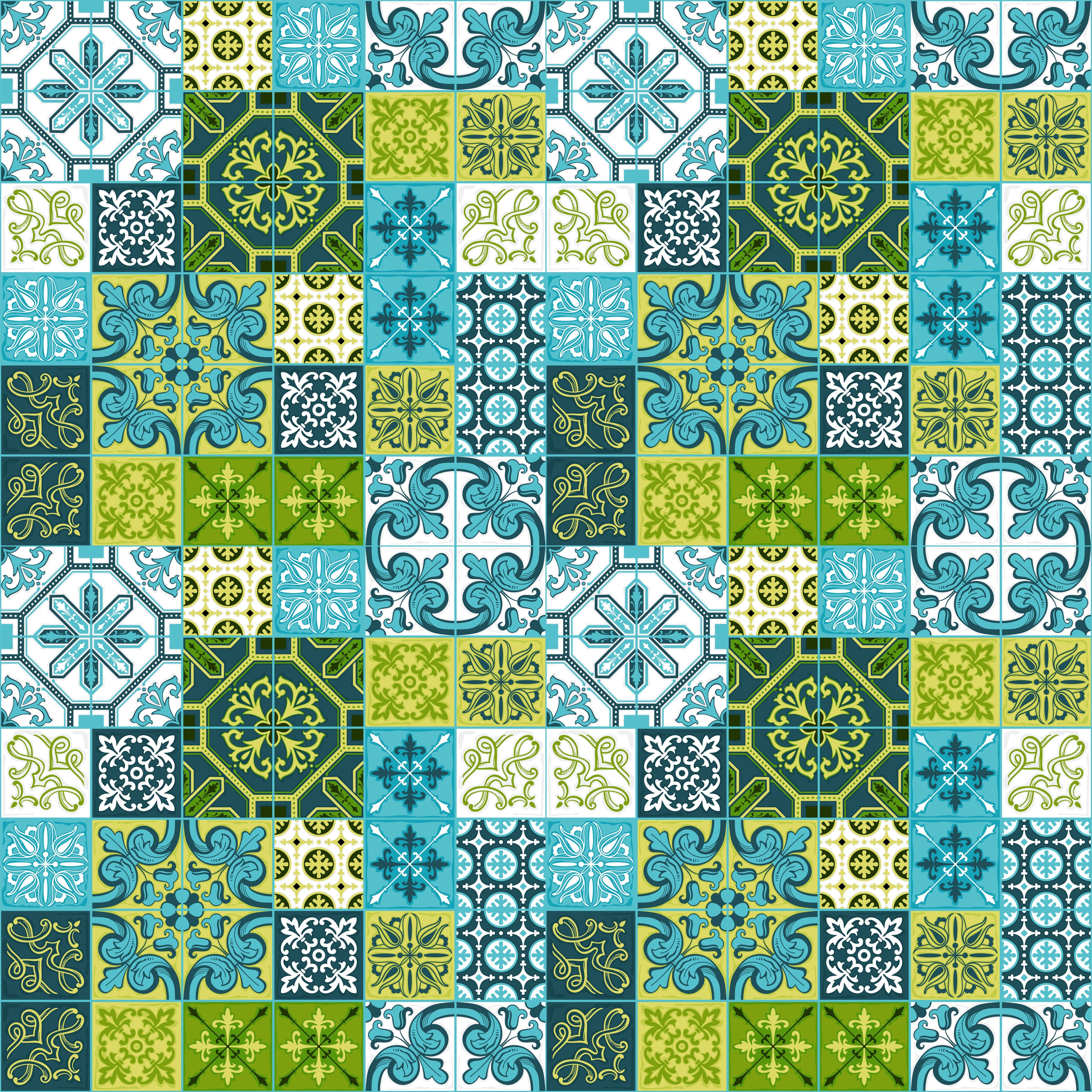 Waschbecken-Rückwand-Orientalisches Patchwork Fliesenmuster Blau Grün