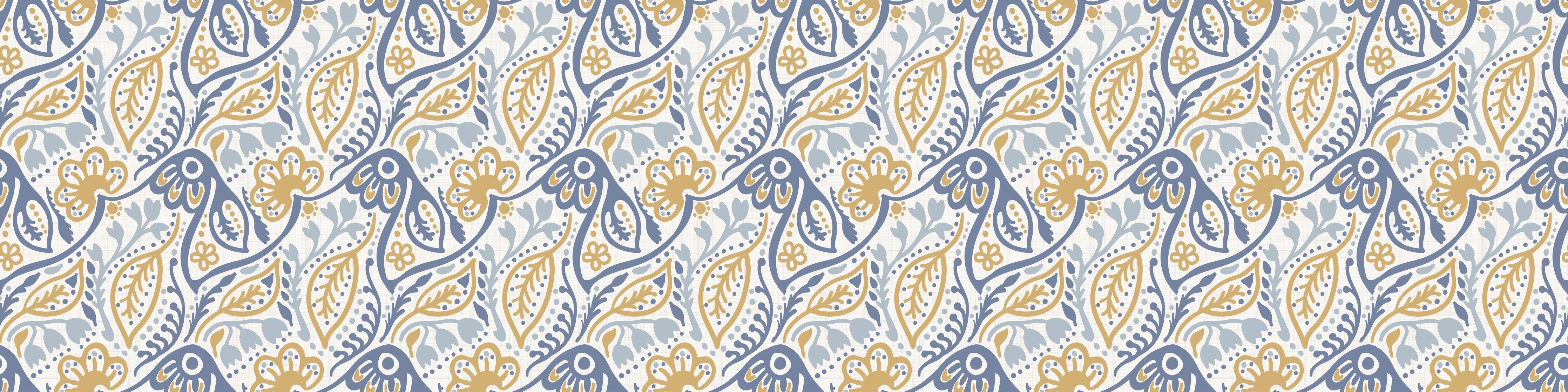 Waschbecken-Rückwand-Orientalisches Pflanzenmuster Blau Gold