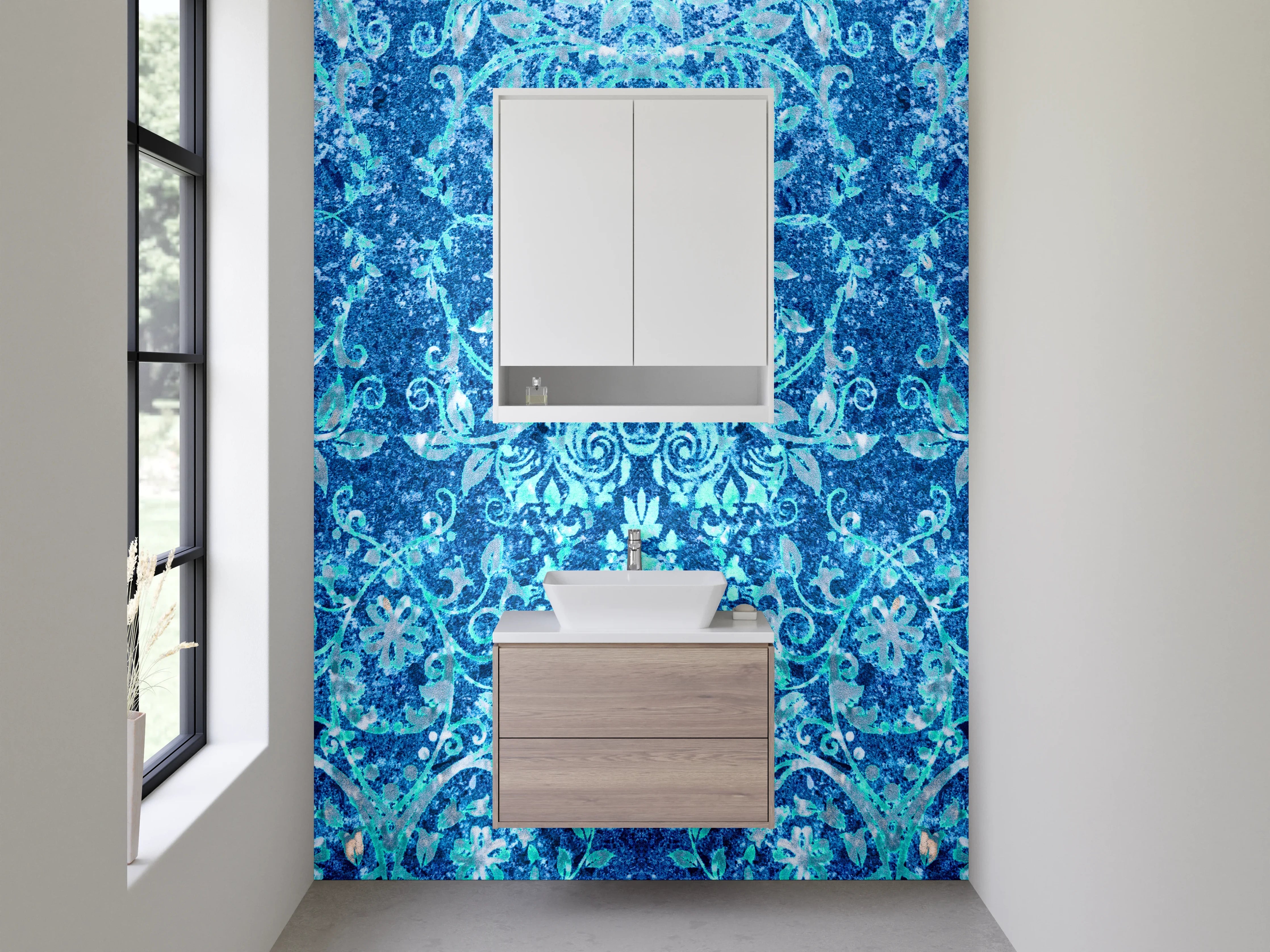 Waschbecken-Rückwand - Orientalisches blaues Mandala-Muster