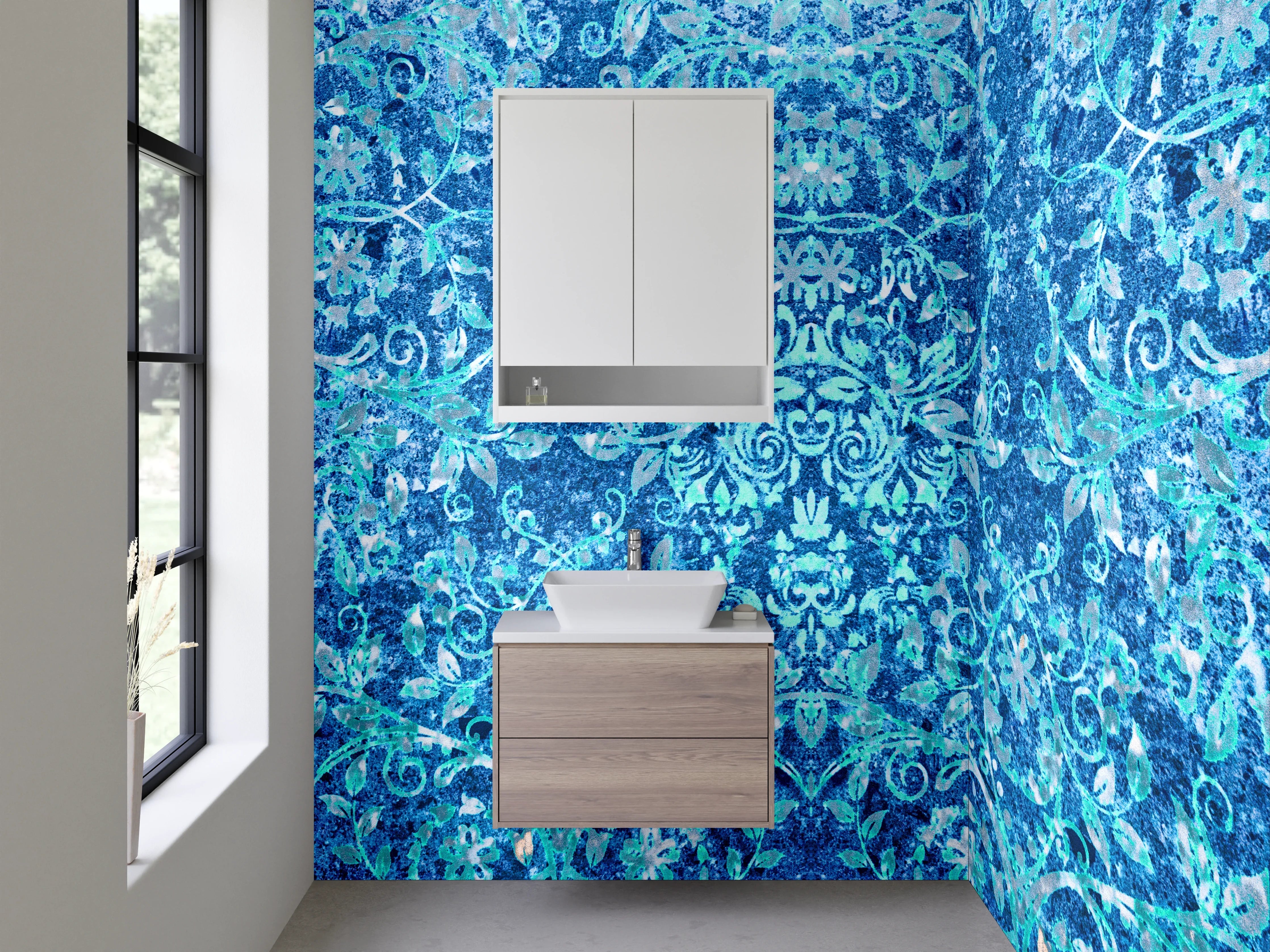 Waschbecken-Rückwand - Orientalisches blaues Mandala-Muster