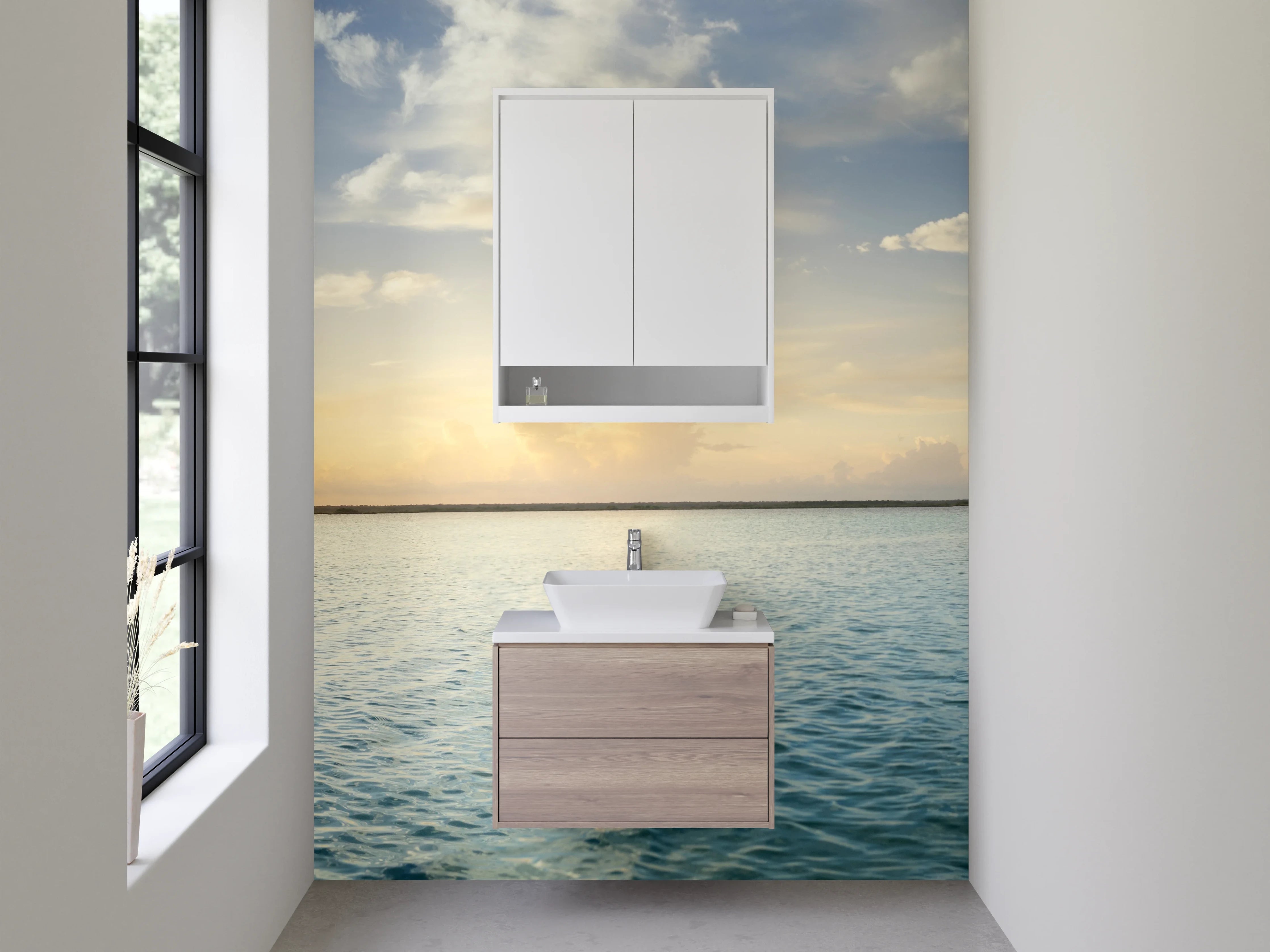 Waschbecken-Rückwand - Panorama Sonnenuntergang Meer