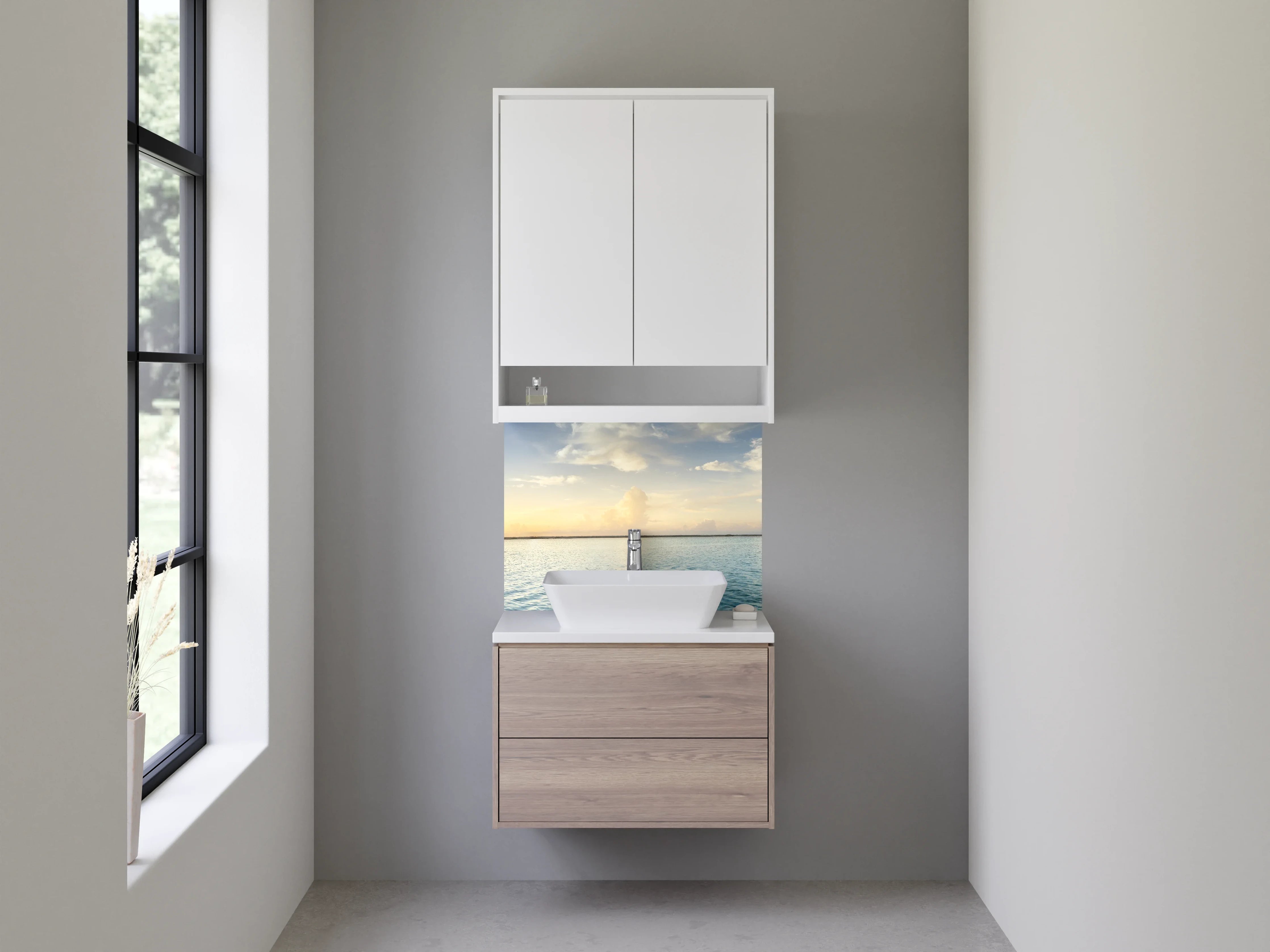 Waschbecken-Rückwand - Panorama Sonnenuntergang Meer